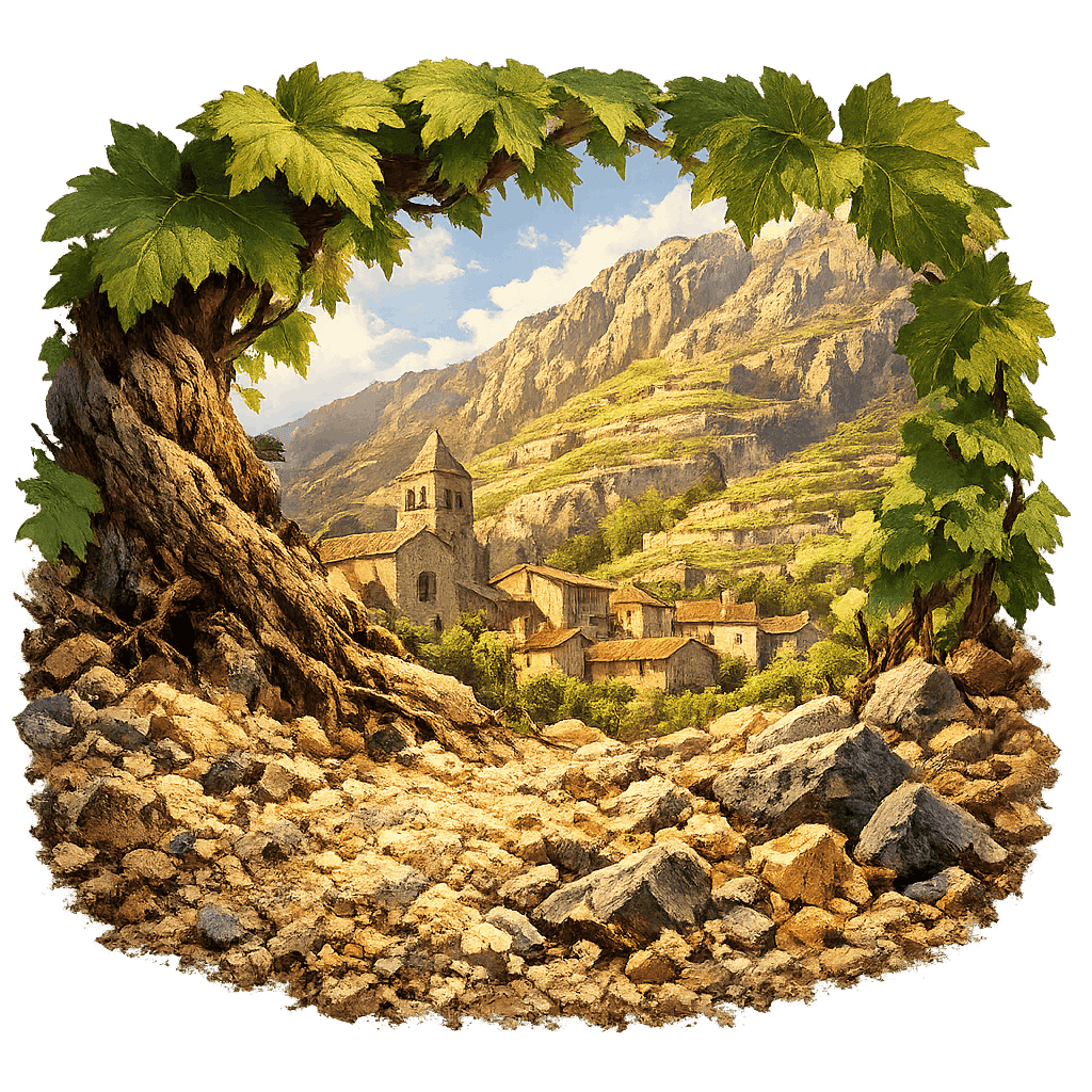 Detailed graphic of the Cornas wine region.