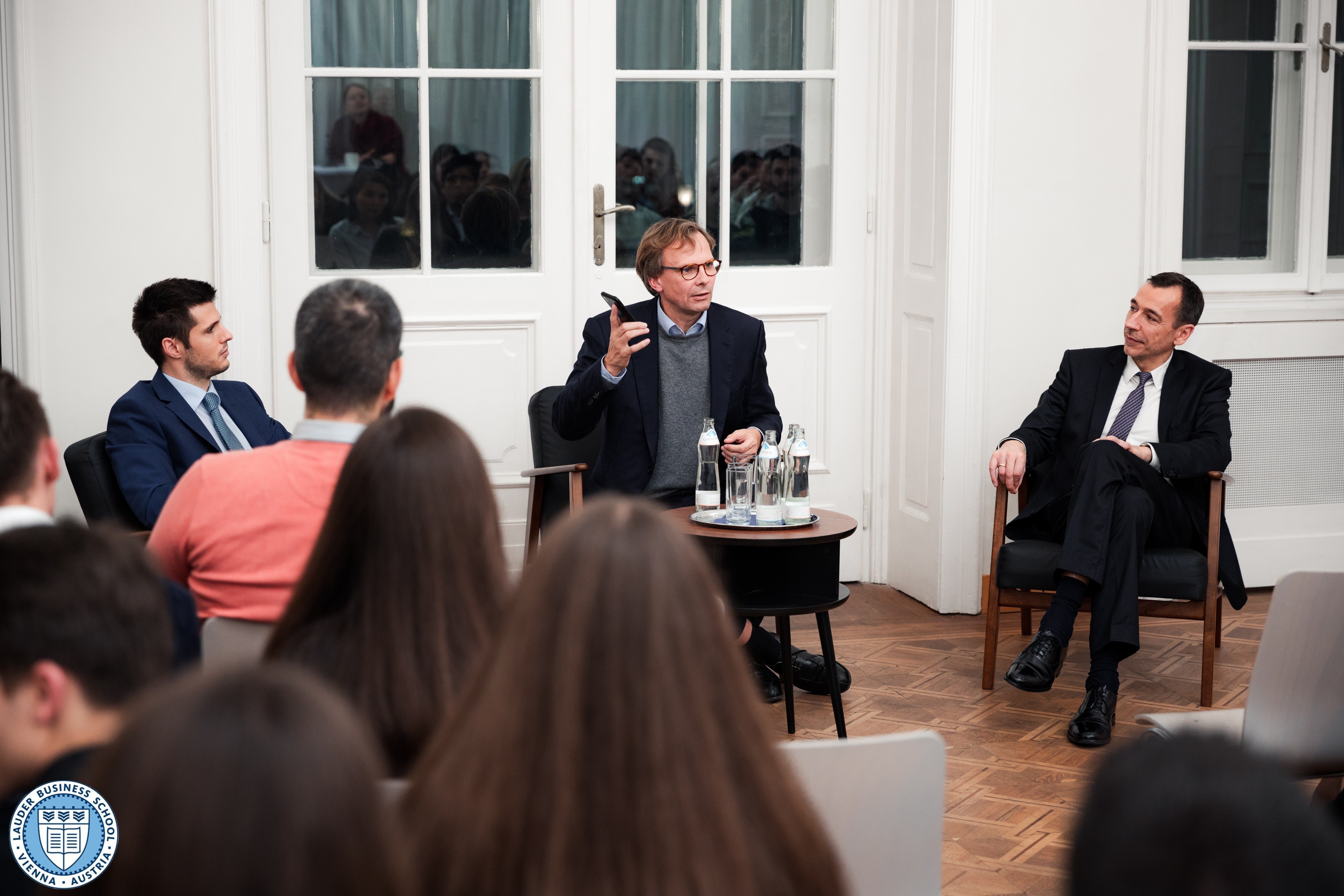 Dr. Andreas Bierwirth, CEO of Magenta Telekom together with Dr. Tamas Csermely, Director of Graduate Studies at LBS and Mr. Alexander Zirkler, Executive Director