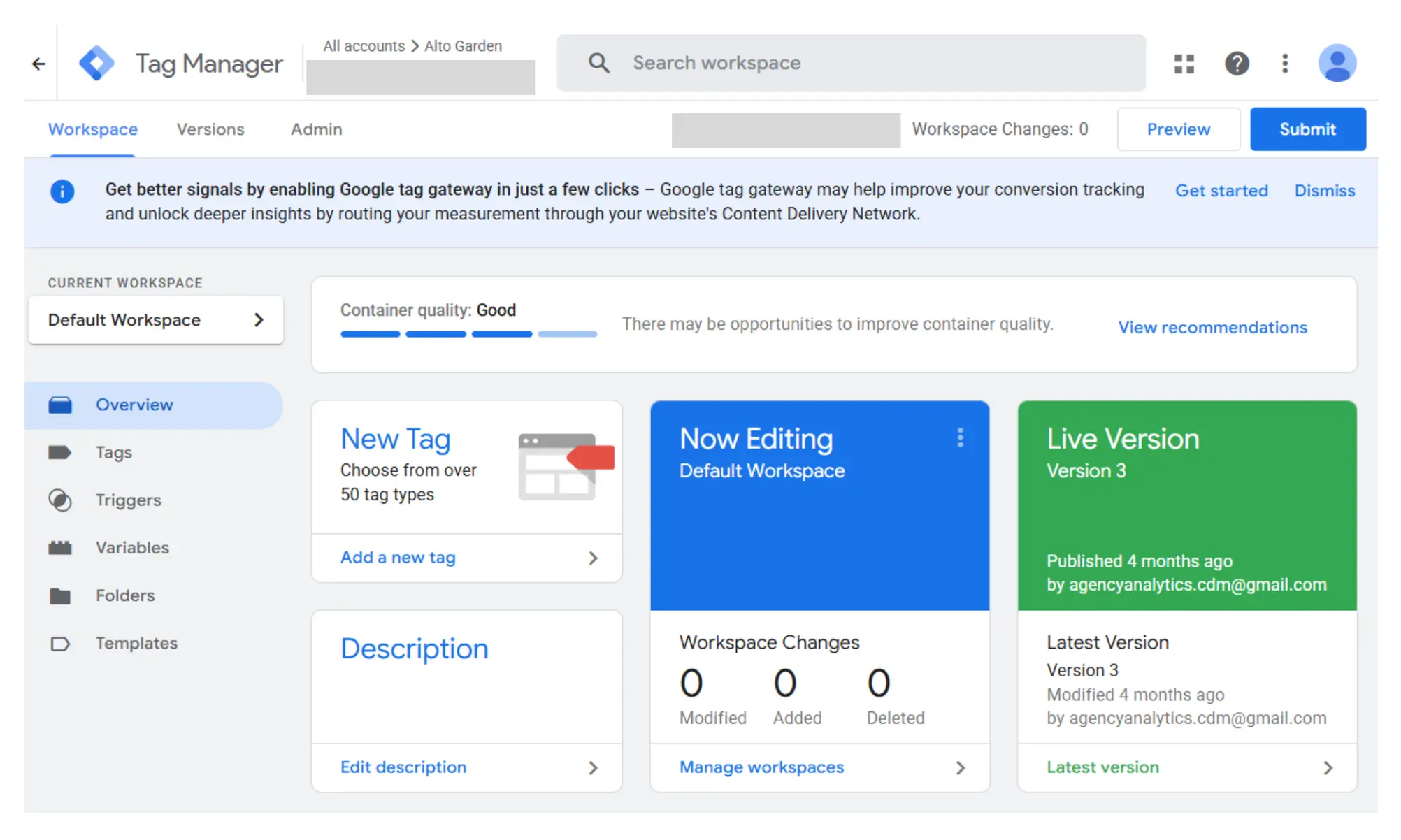 Google Tag Manager Dashboard