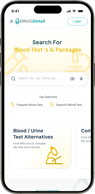 Drug detail Lab tests screen yelllow color