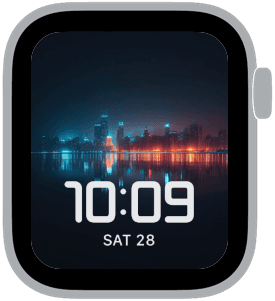chicago nights Apple Watch face preview 1 featuring stylized colors and artwork.