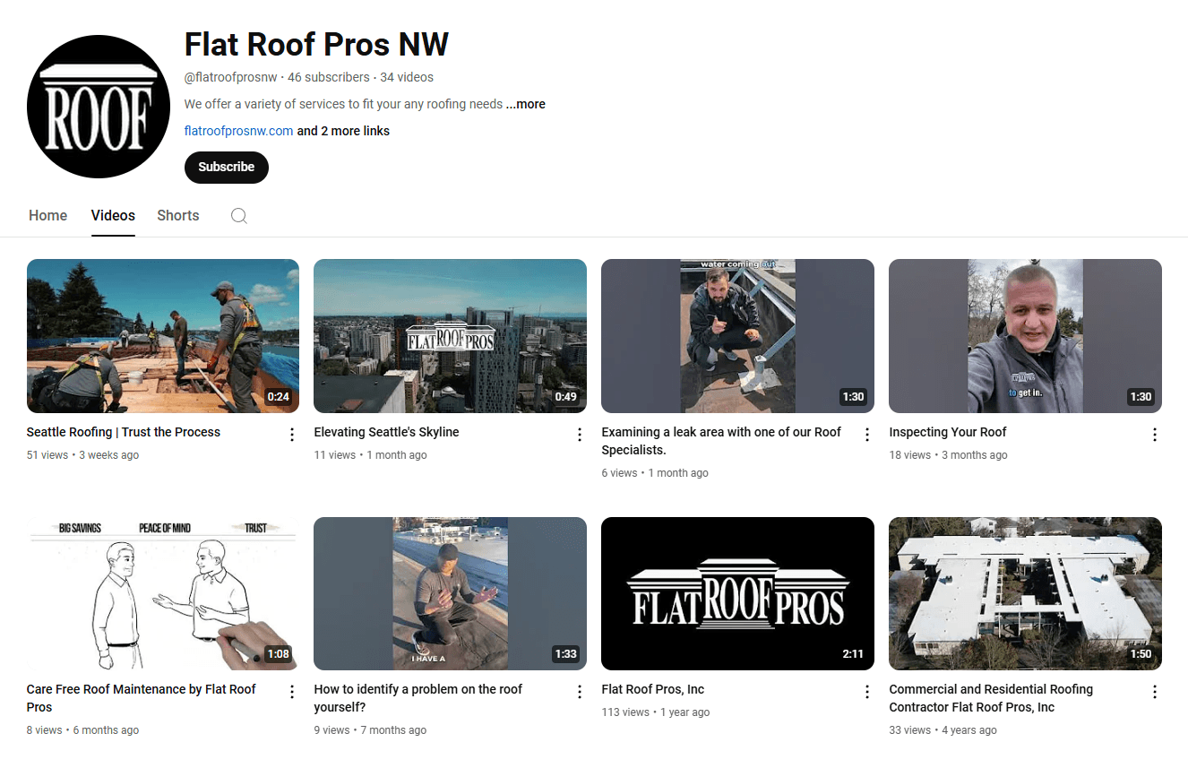YouTube videos a roofer contractor