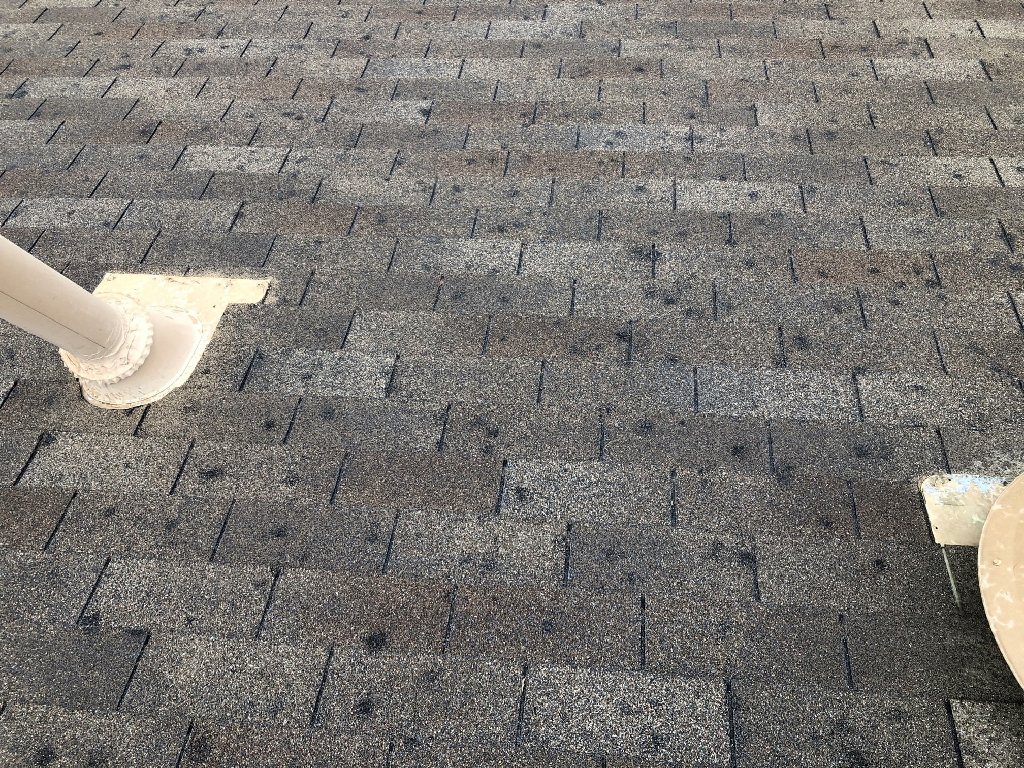 Hail damage on a shingle roof. 