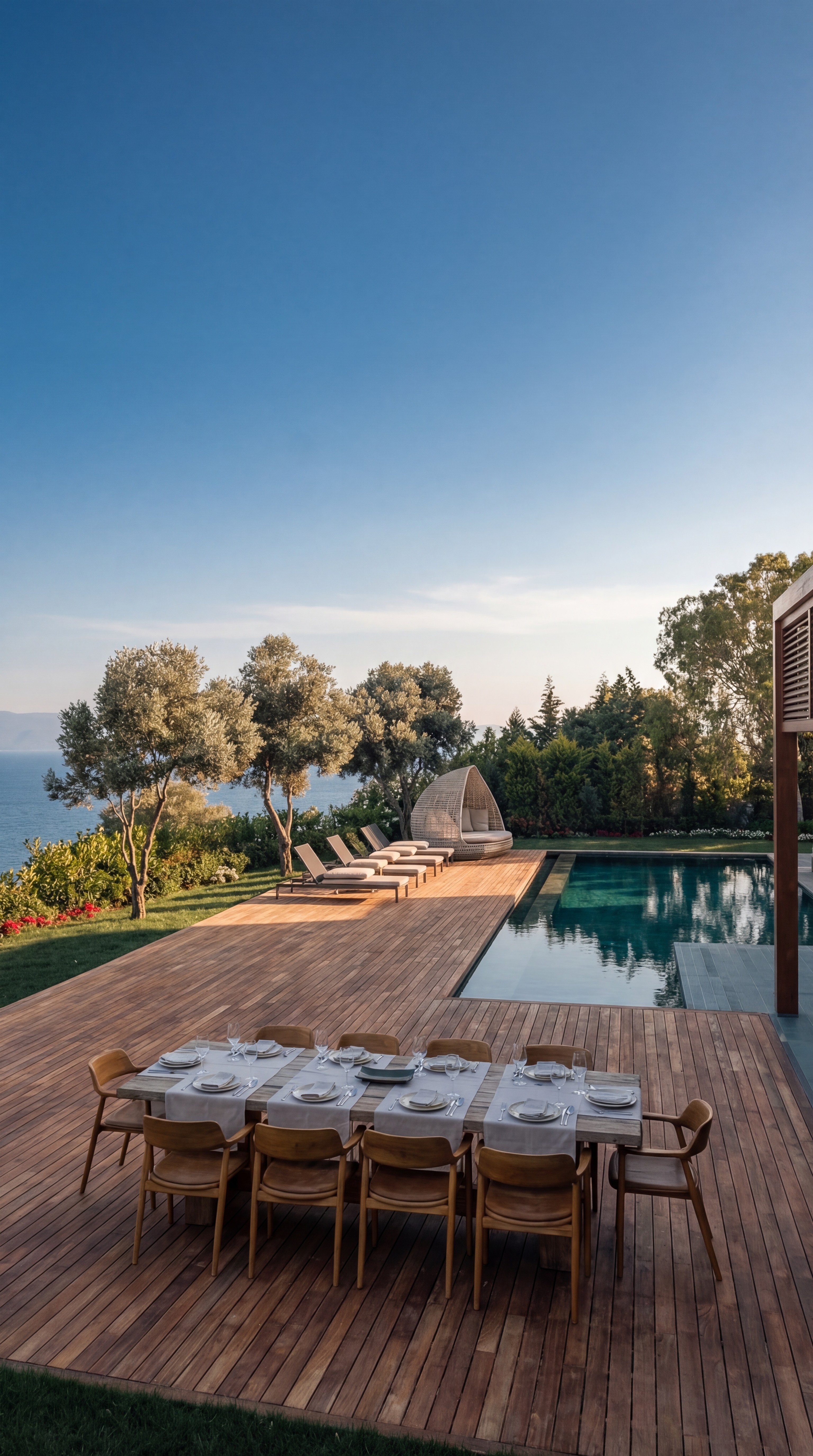 Sea view private villa in Bodrum with infinity pool, outdoor dining terrace, and coastal setting