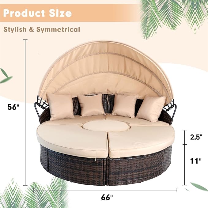 The round bed with canopy is a stylish addition that complements any interior design.