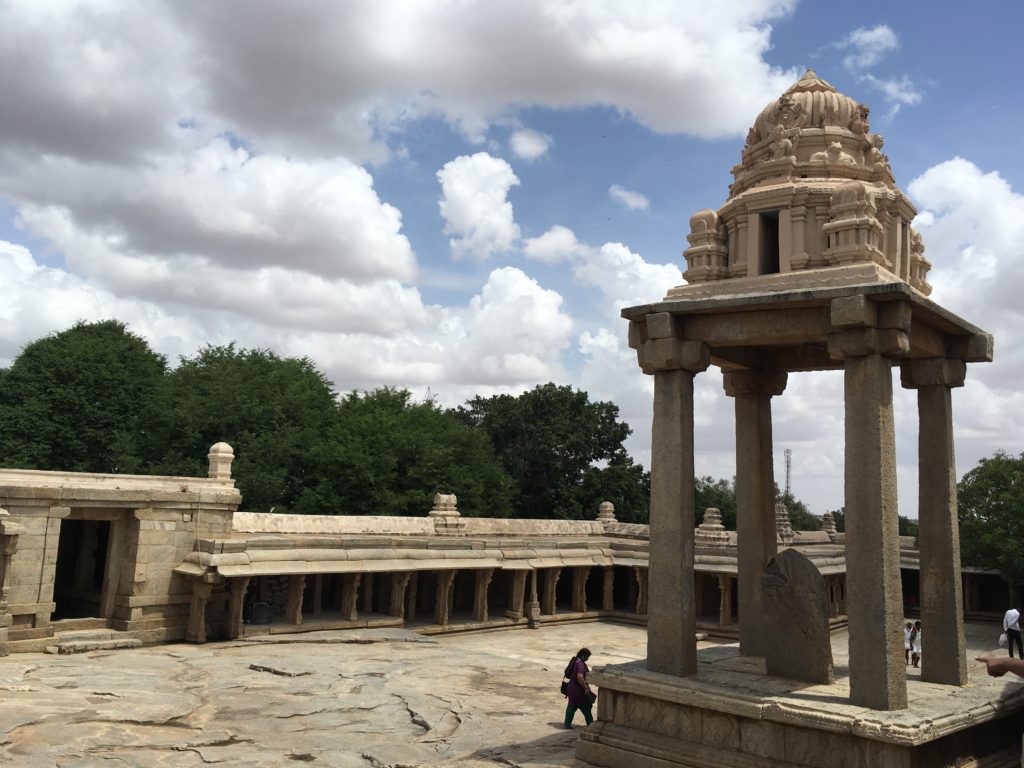 The large courtyard at Veerbhadra temple at Lepakshi with resthouses for pilgrims