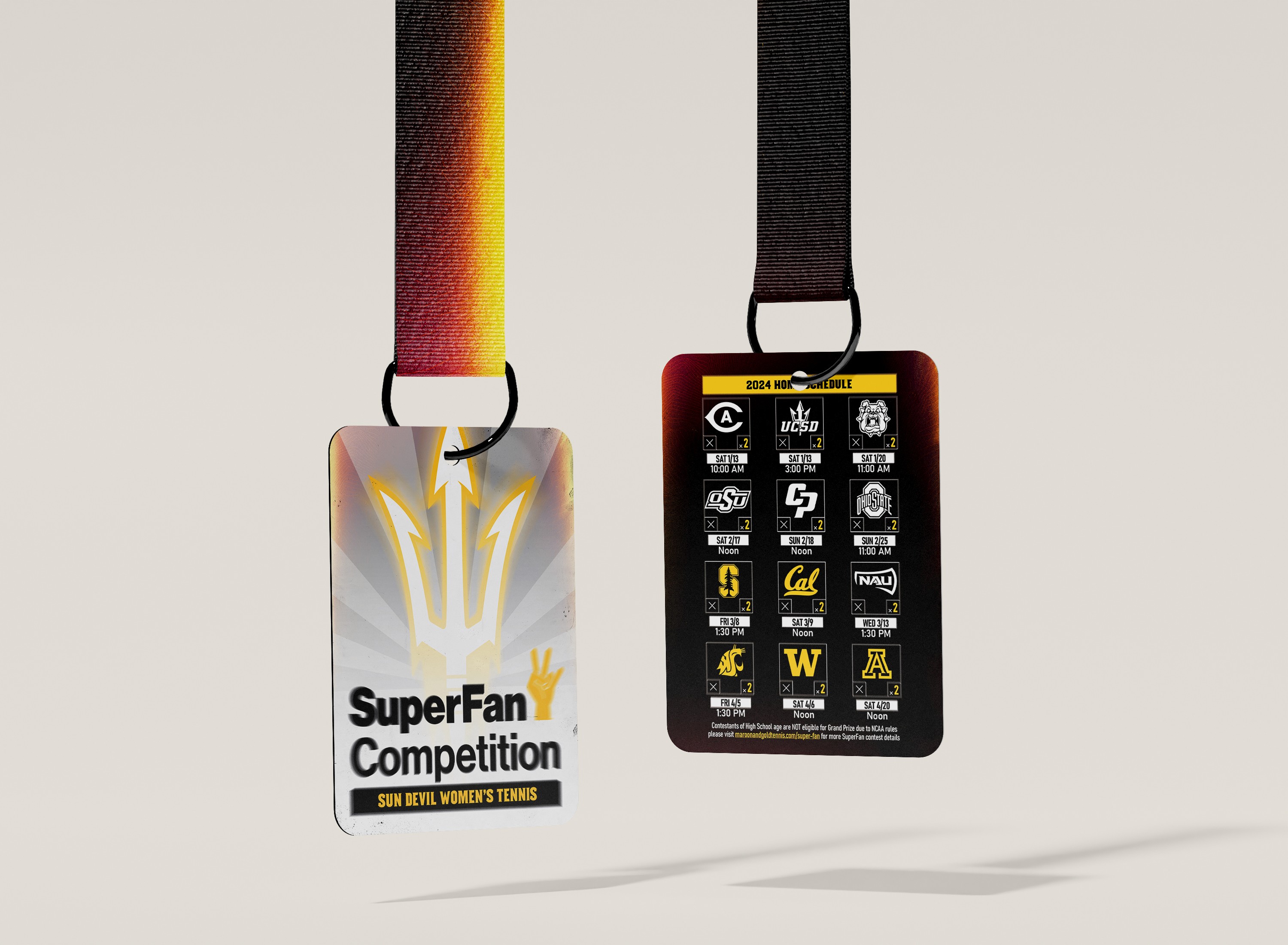 Arizona State Women's Tennis SuperFan Competition punchcard