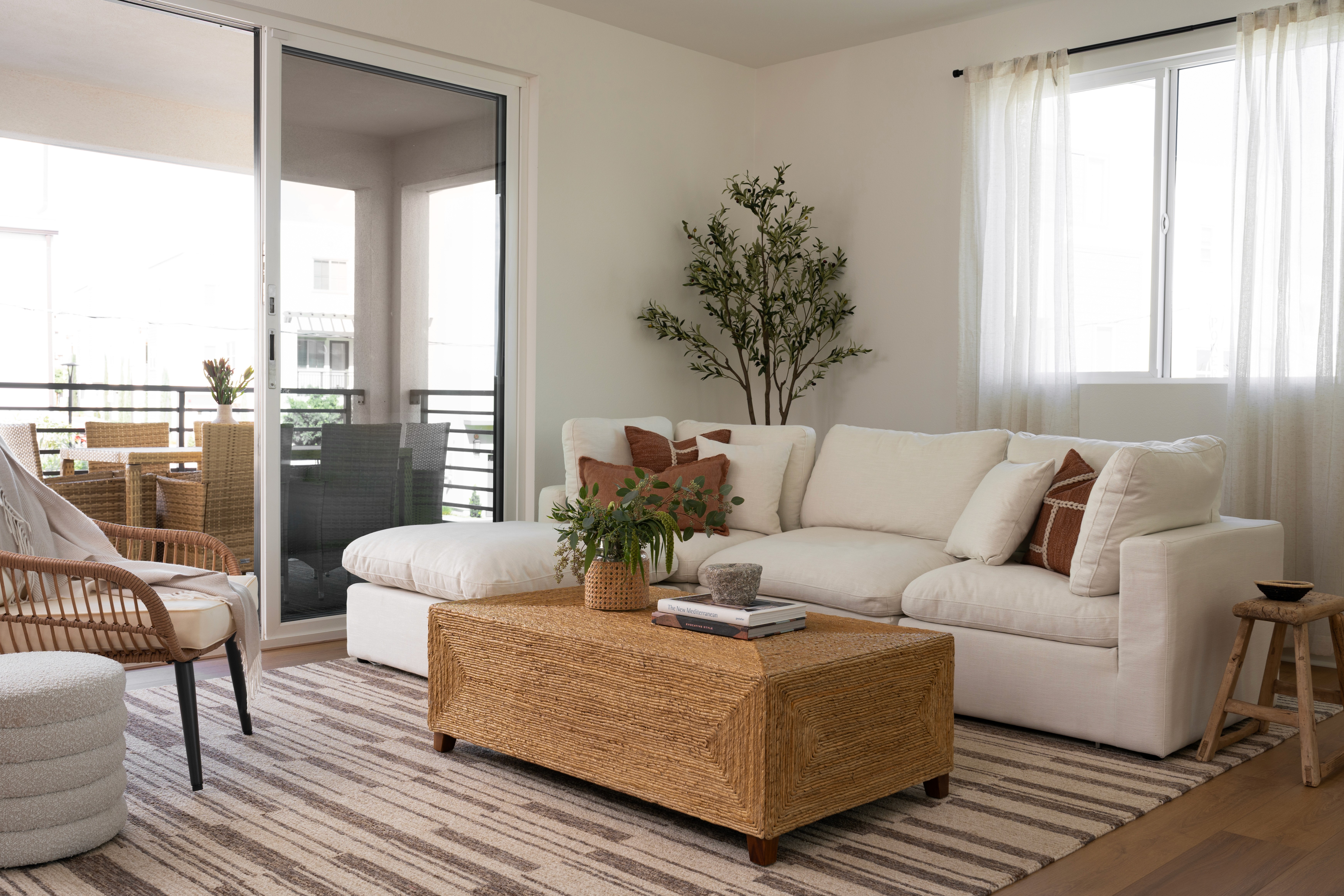 Living room with view of balcony