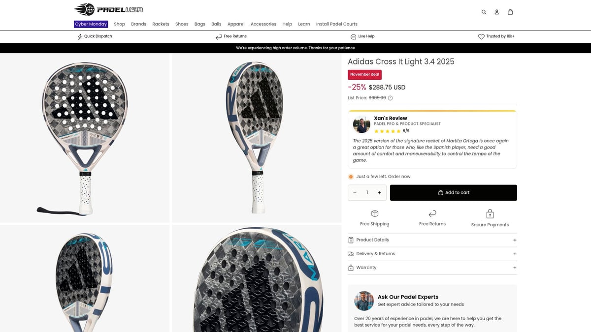 7 Must-See Padel Black Friday Deals for 2026 - Adidas Cross It Light 3.4 2025 Racket