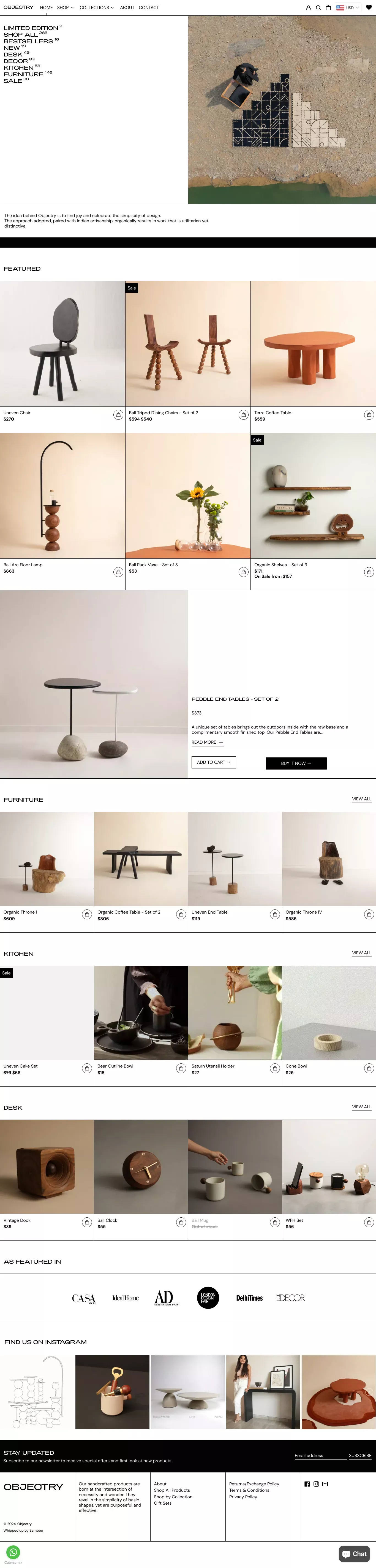 Objectry ecommerce page screenshot showcasing Furniture & Interiors and Ecommerce design