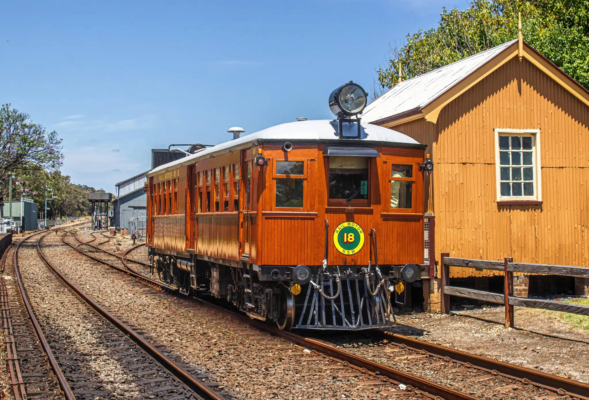 A railmotor sits at Thirlmere Yard.