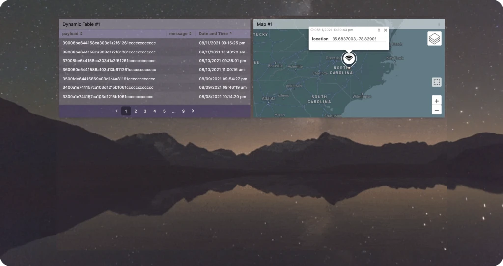 Myriota satellite location dashboard