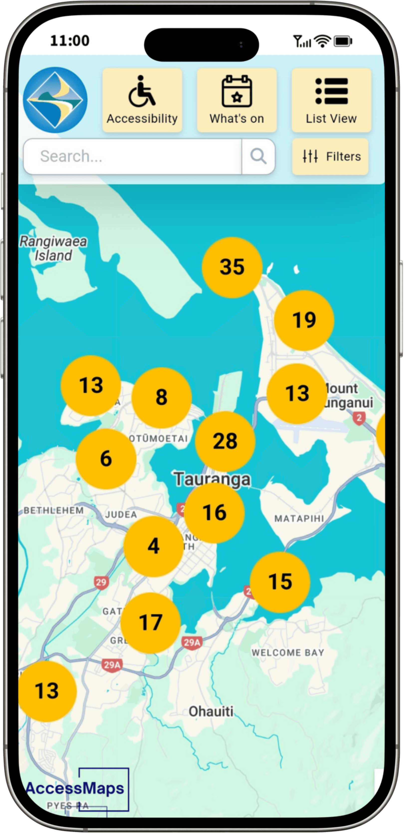 Tauranga access map in a smart phone