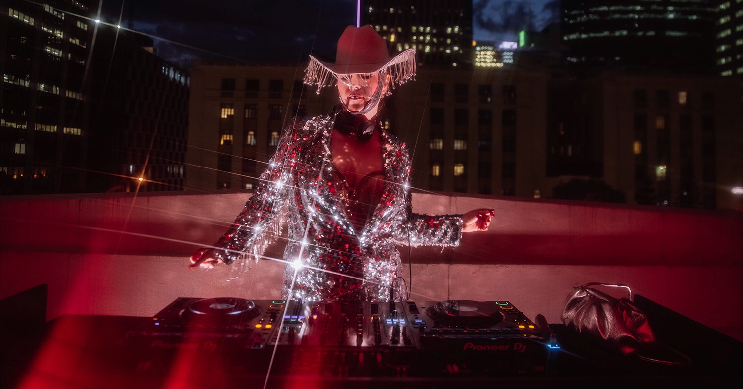 Sparkly DJ at an Outdoor, Rooftop event
