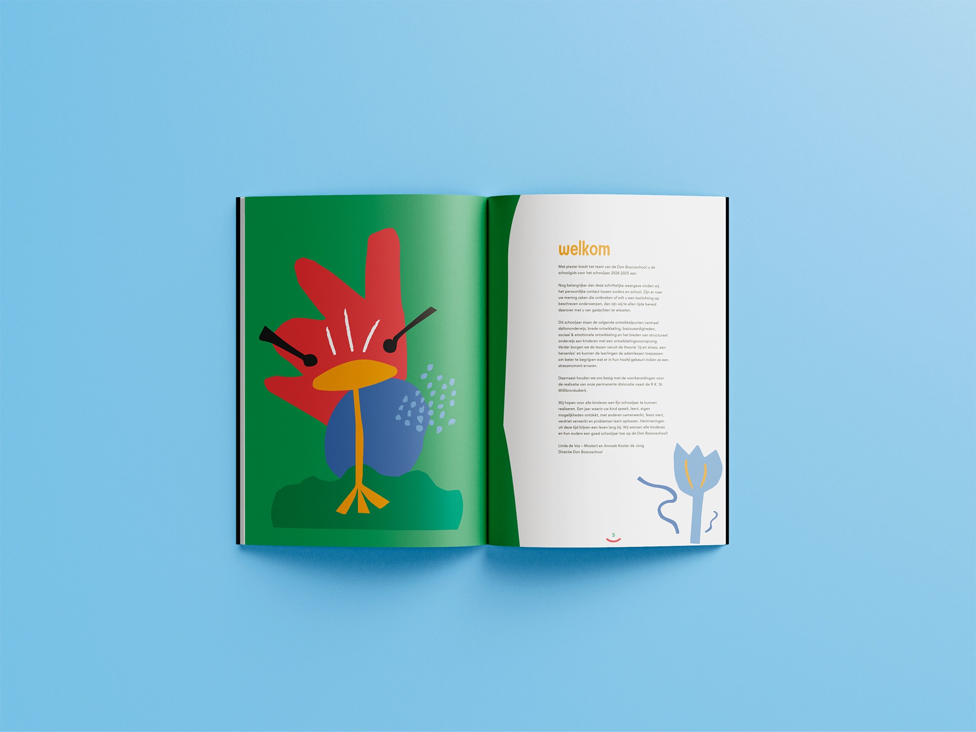 Grafisch ontwerp Don Bosco School schoolgids spread