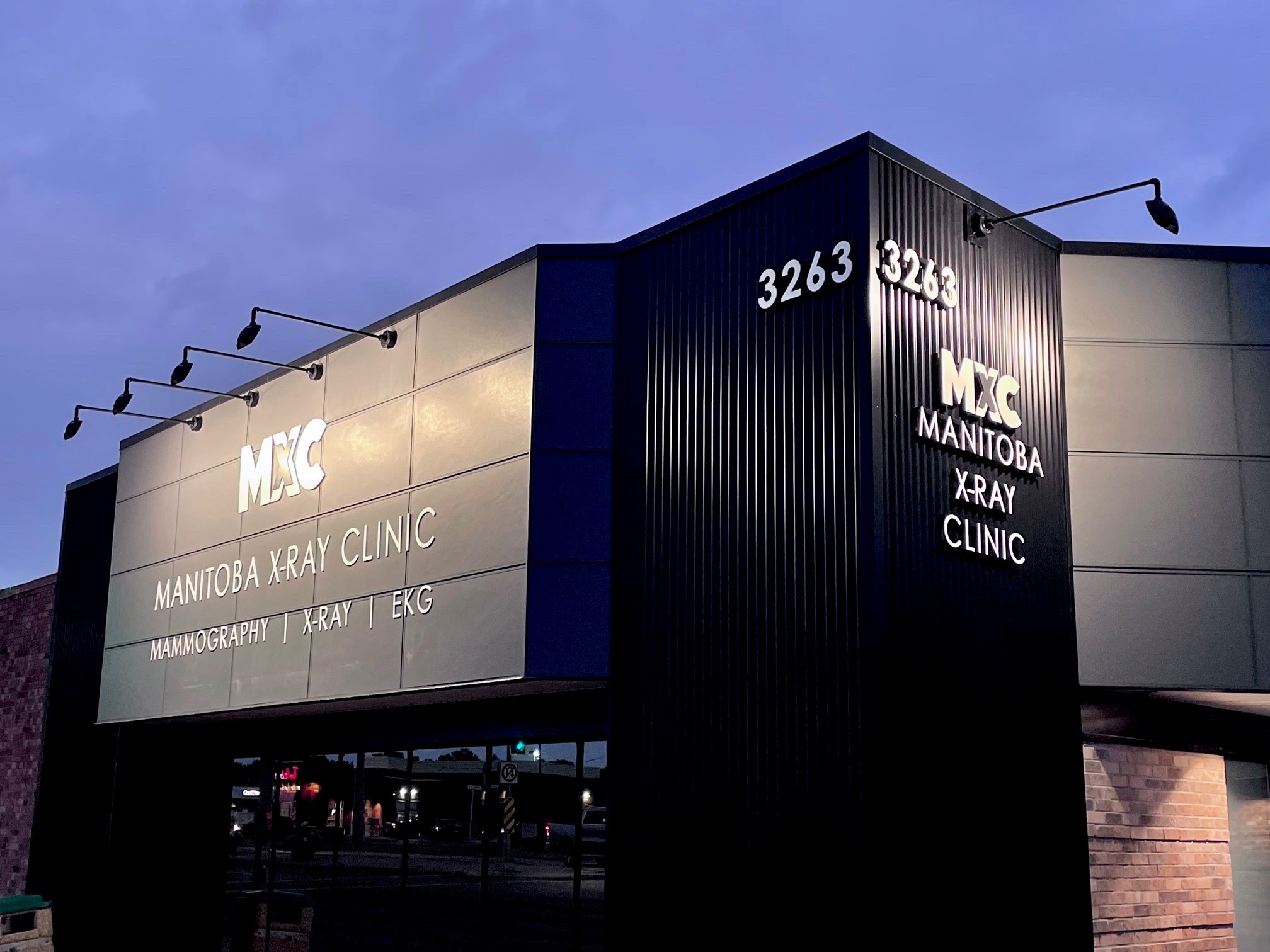 RAB Design Lighting exterior LED fixtures installed on commercial building by lighting representative in British Columbia
