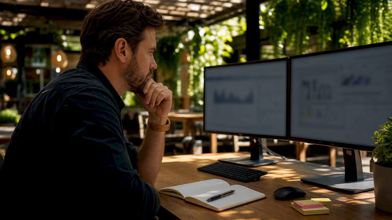 Man managing B2B marketing workflows on computer