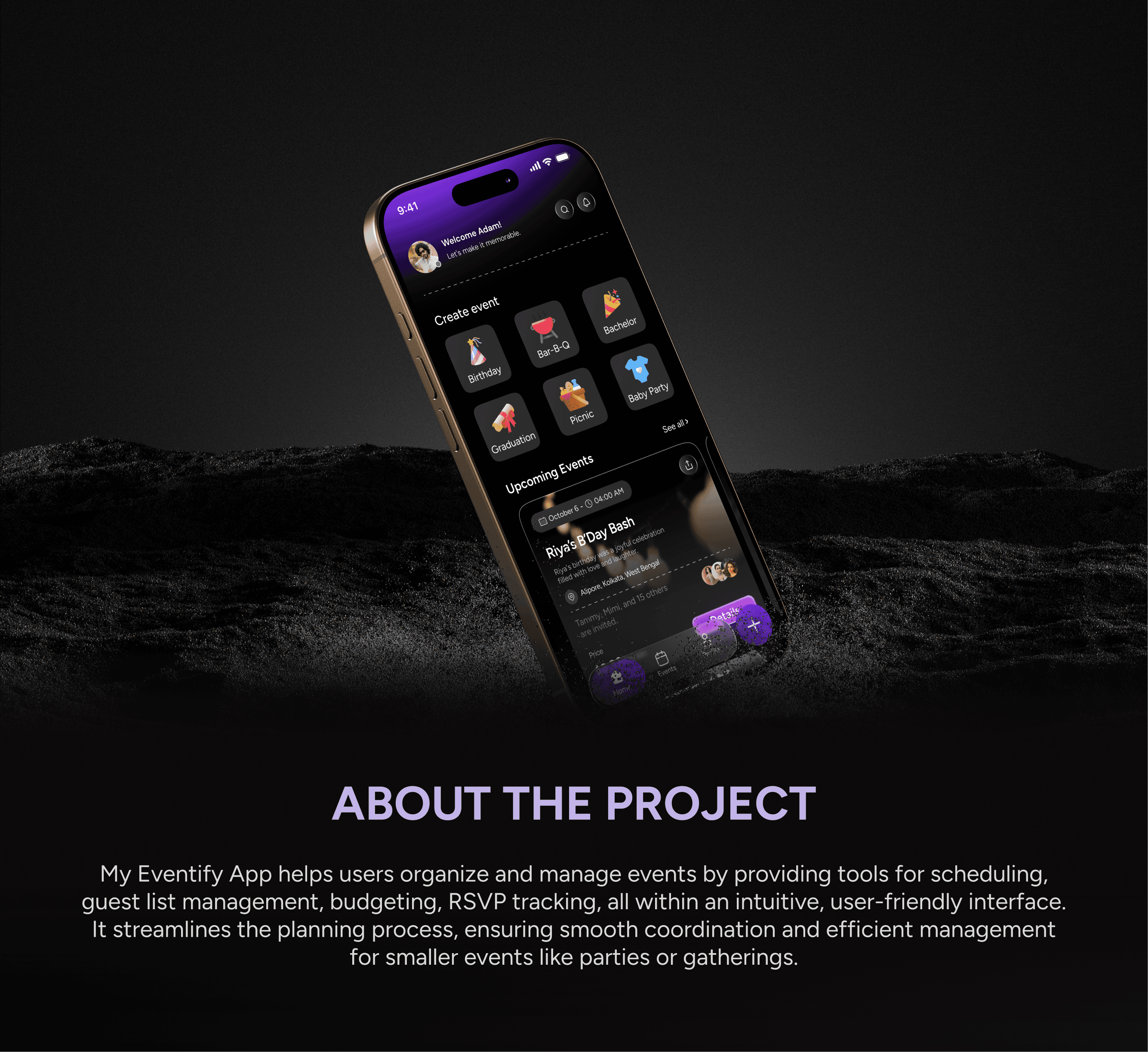 Eventify - Small Event Planning App - About the Project.