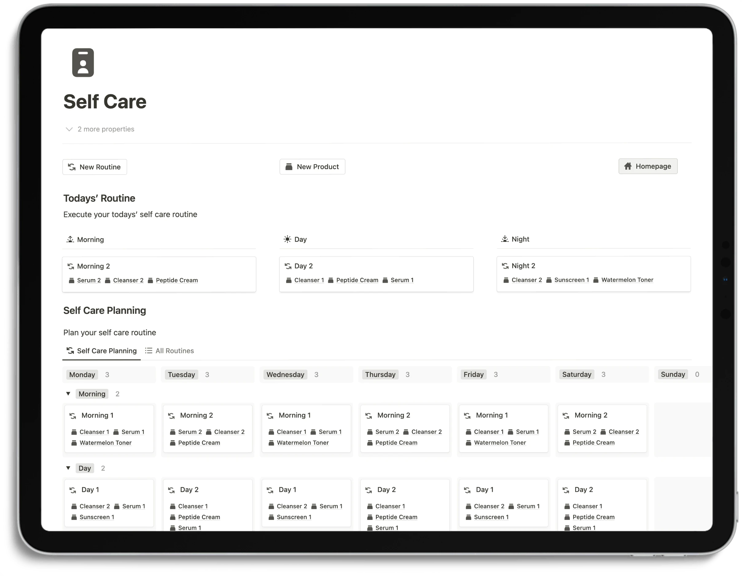 Notion Optimal Health System - Self Care