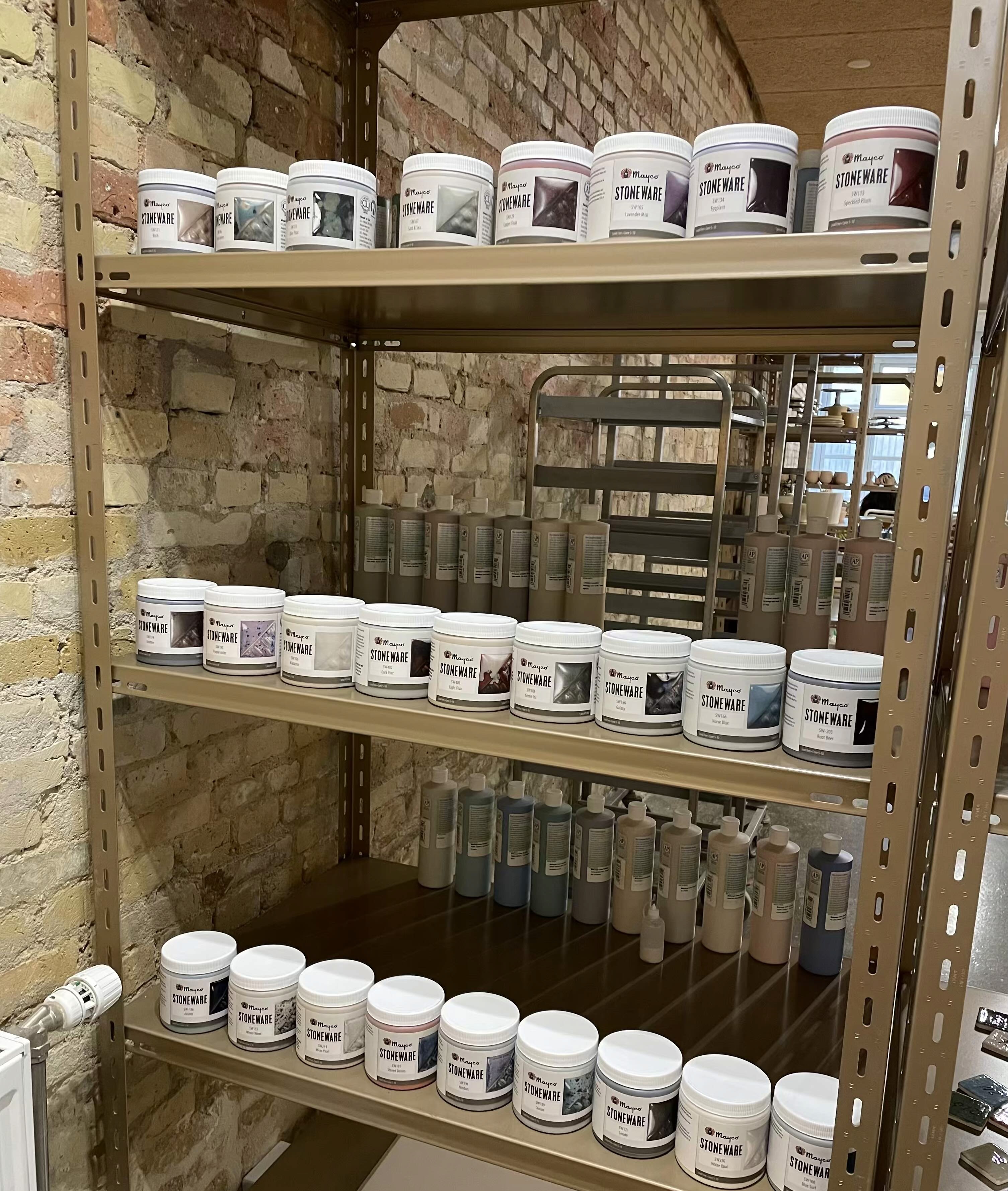 A selection of paint-on glazes Mayco stoneware