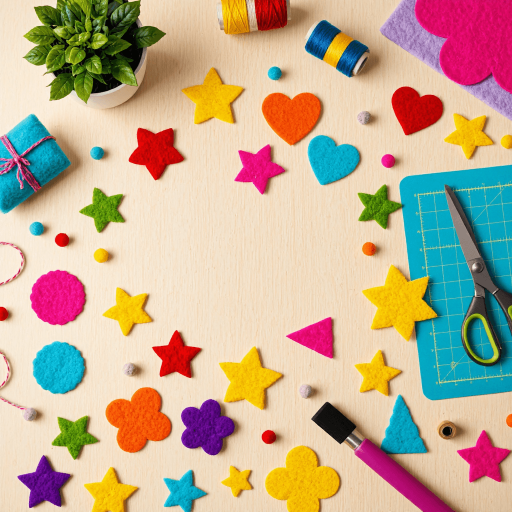 product photography of felt shapes