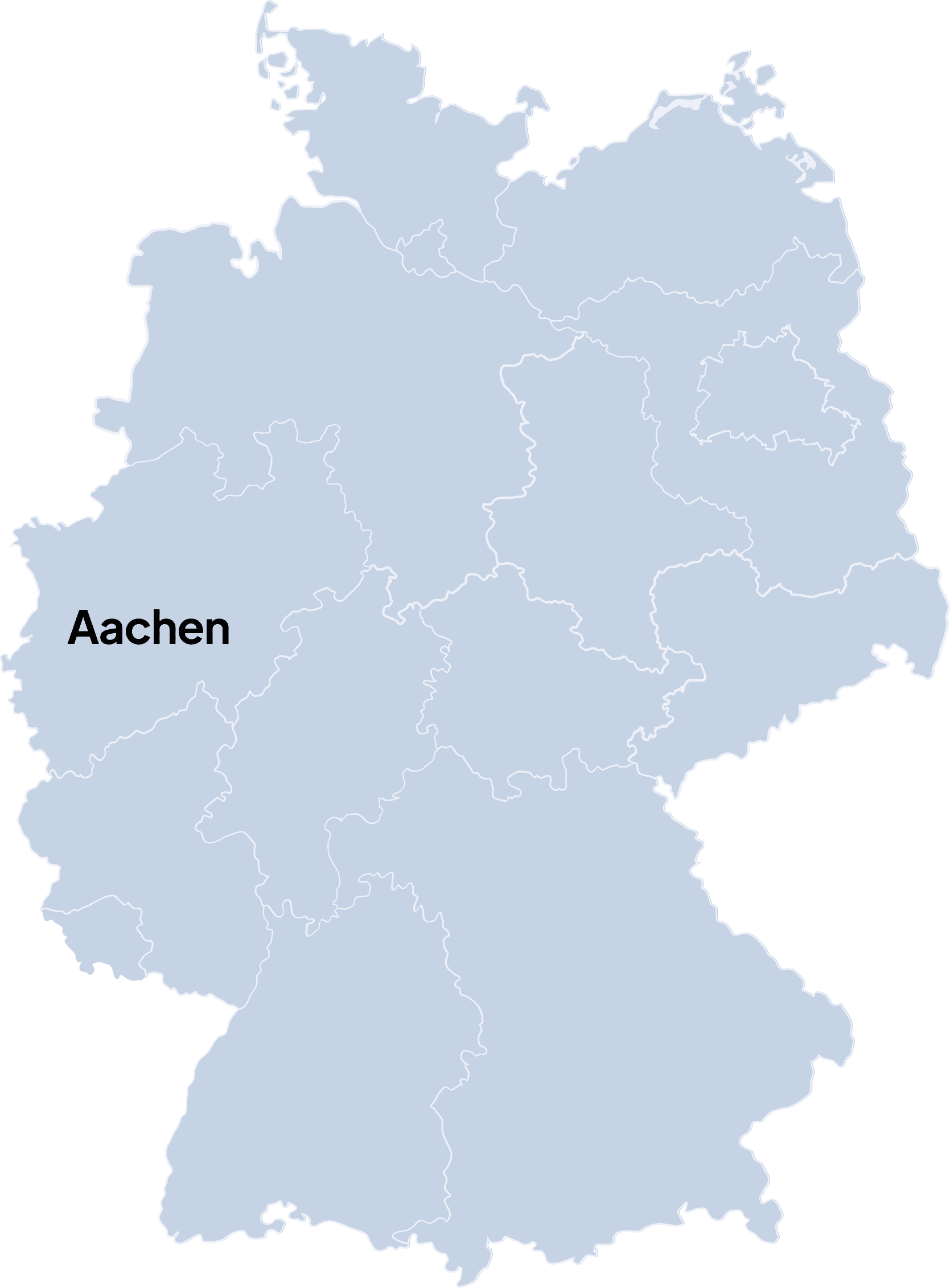 Karte von Deutschland mit dem Standort Aachen.