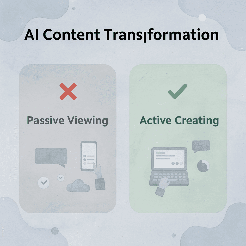  Before and after comparison showing transformation from passive viewing to active creating