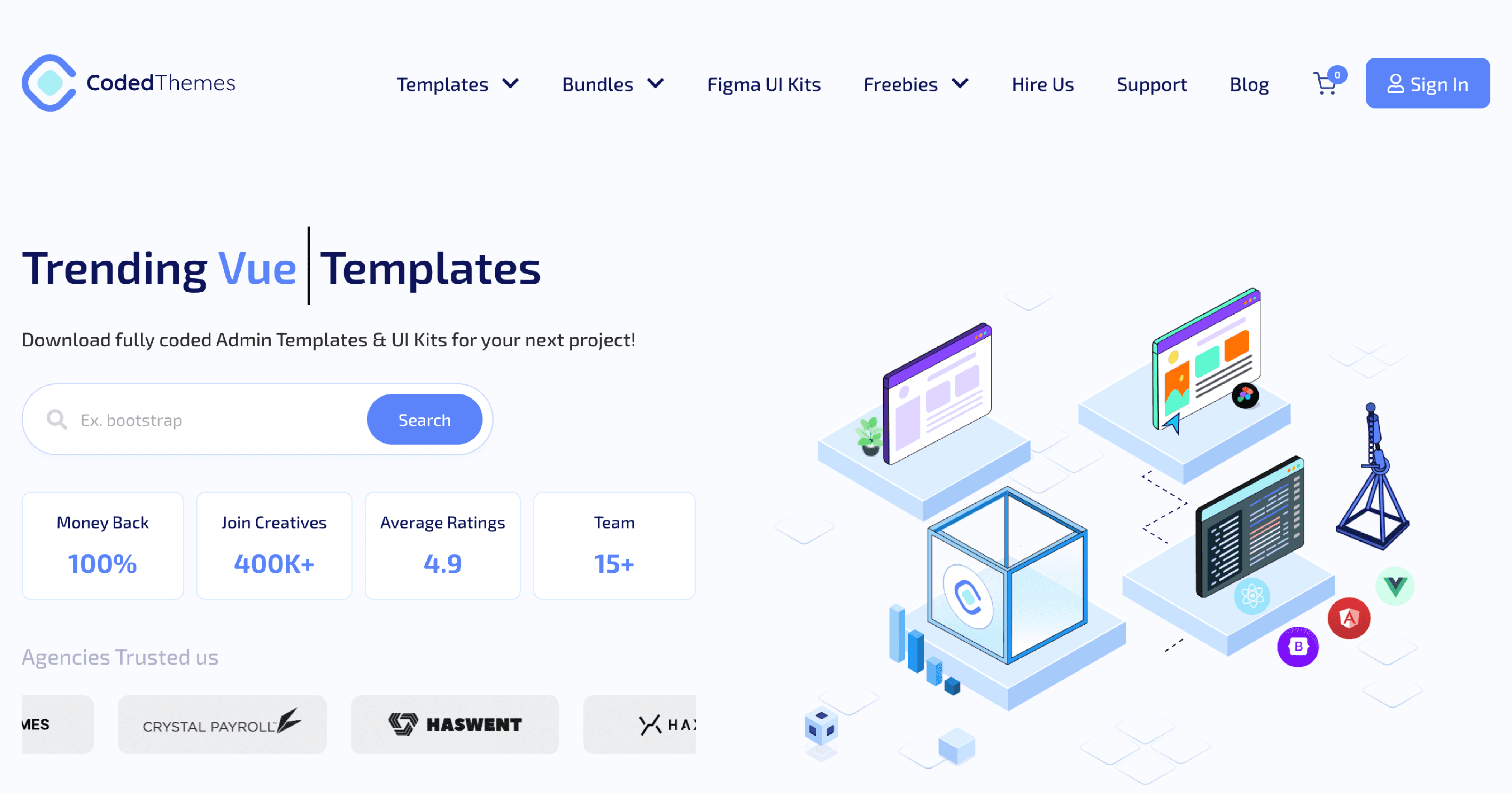 Screenshot of CodedThemes homepage