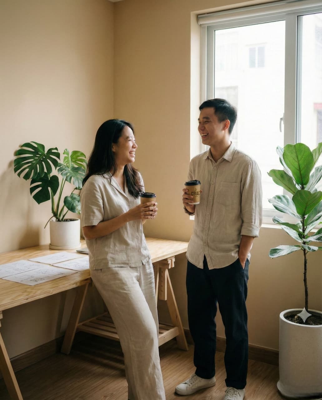 Two person having a conversation