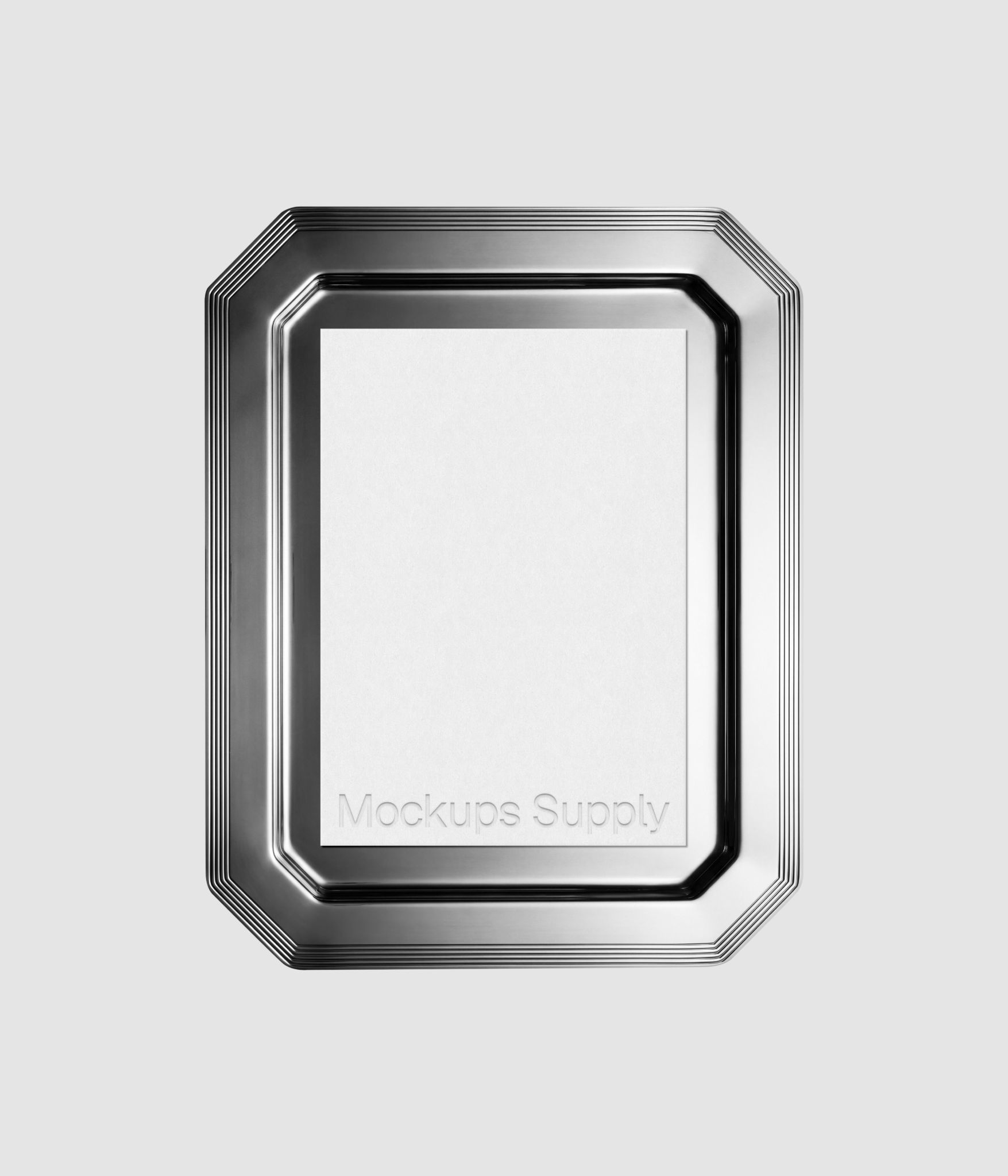 Menu card mockup with embossed typography on octagon metal plate for cafe branding and hospitality design showcase