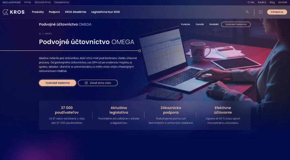 Landing page of accounting software used to automate client processes successfully.