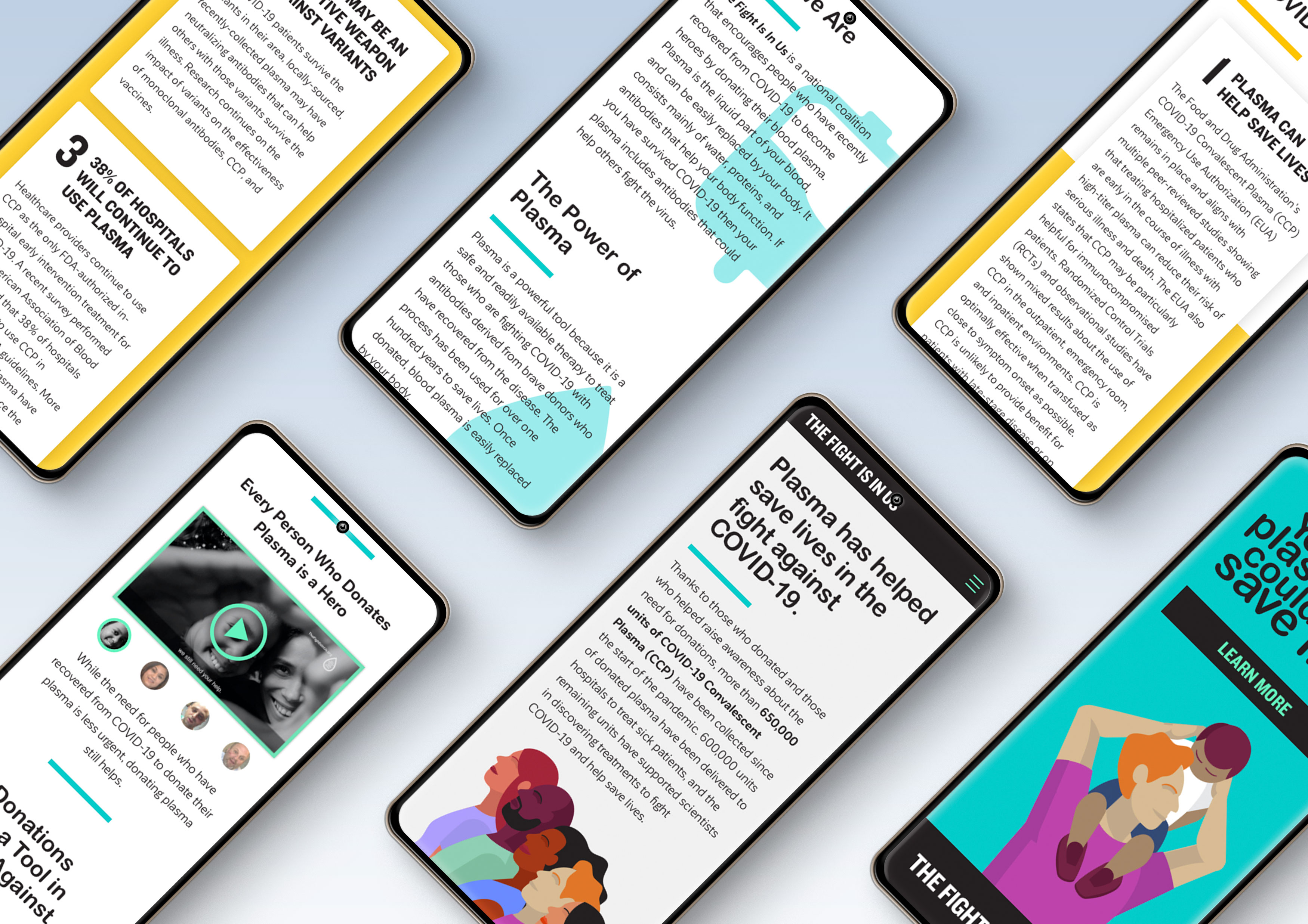 Mobile grid layout of covid website
