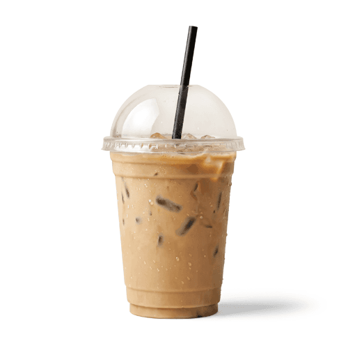 Plastic cup iced latte mockup