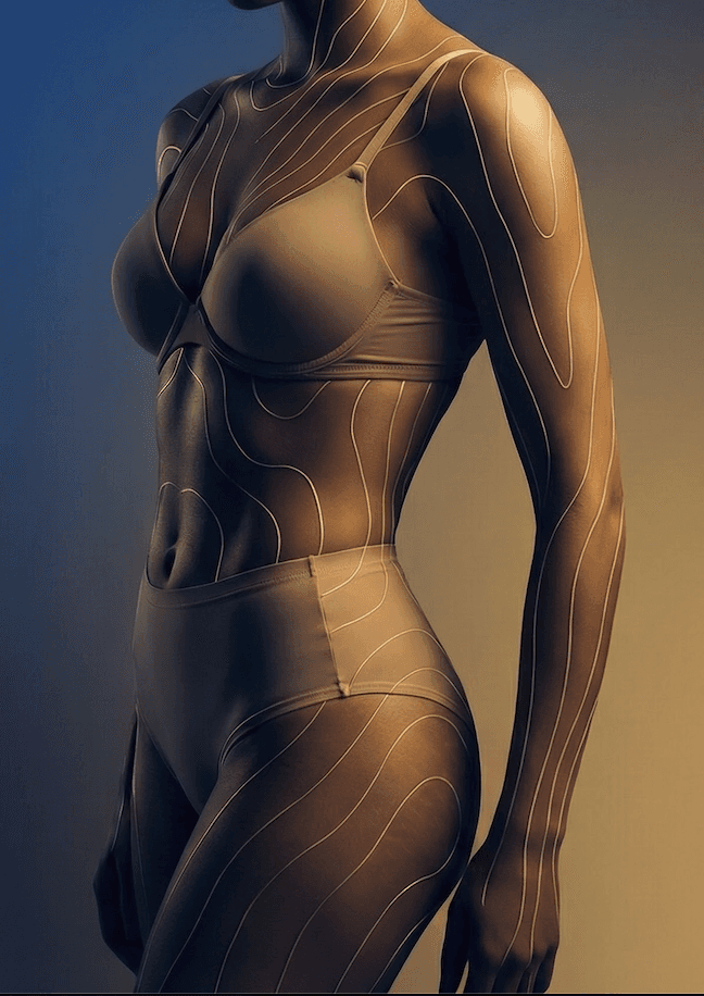 الرسم الجراحي لتحديد معالم الجسم على مريض لإجراءات جراحة التجميل بواسطة الدكتور برافو