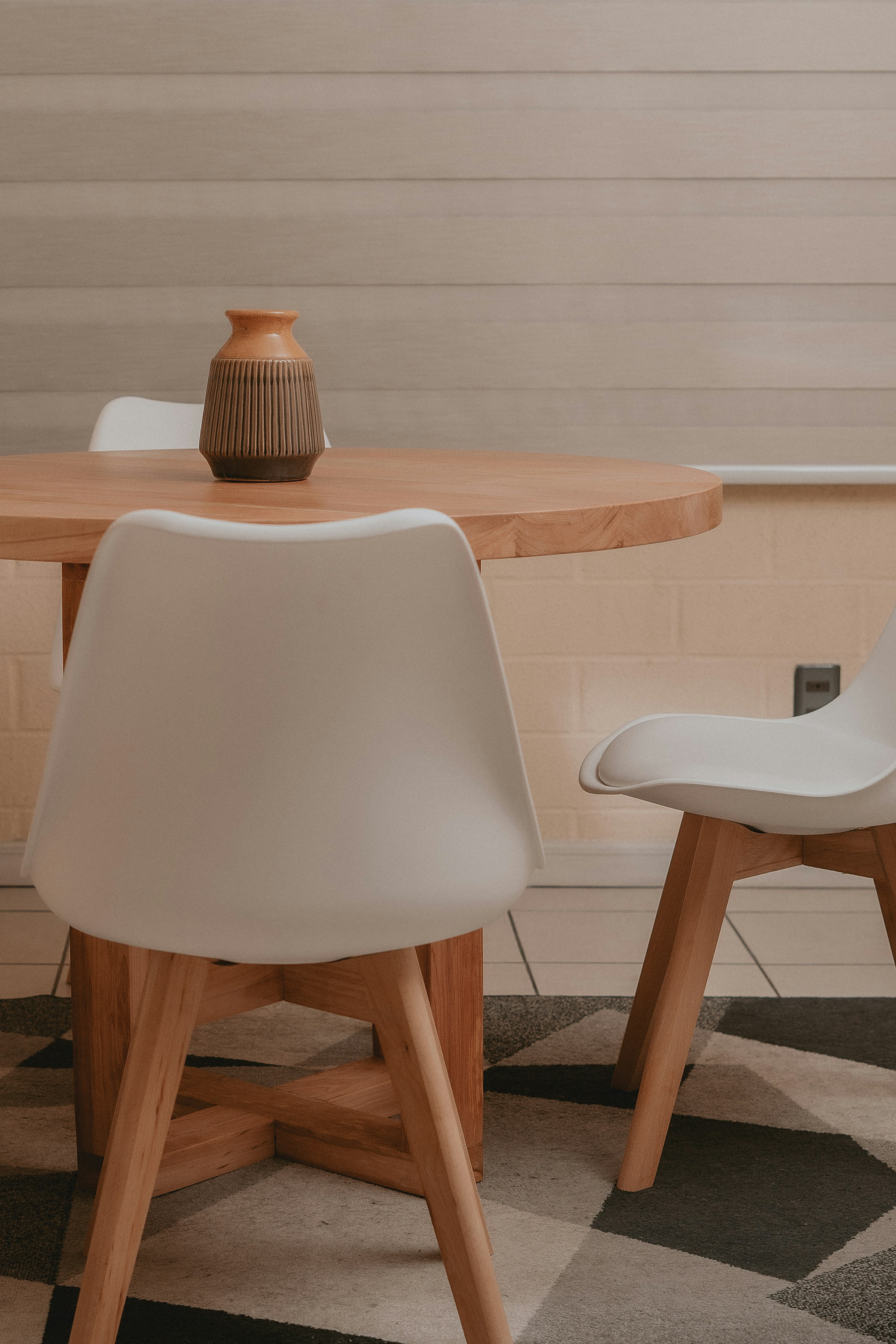 white and brown wooden chair