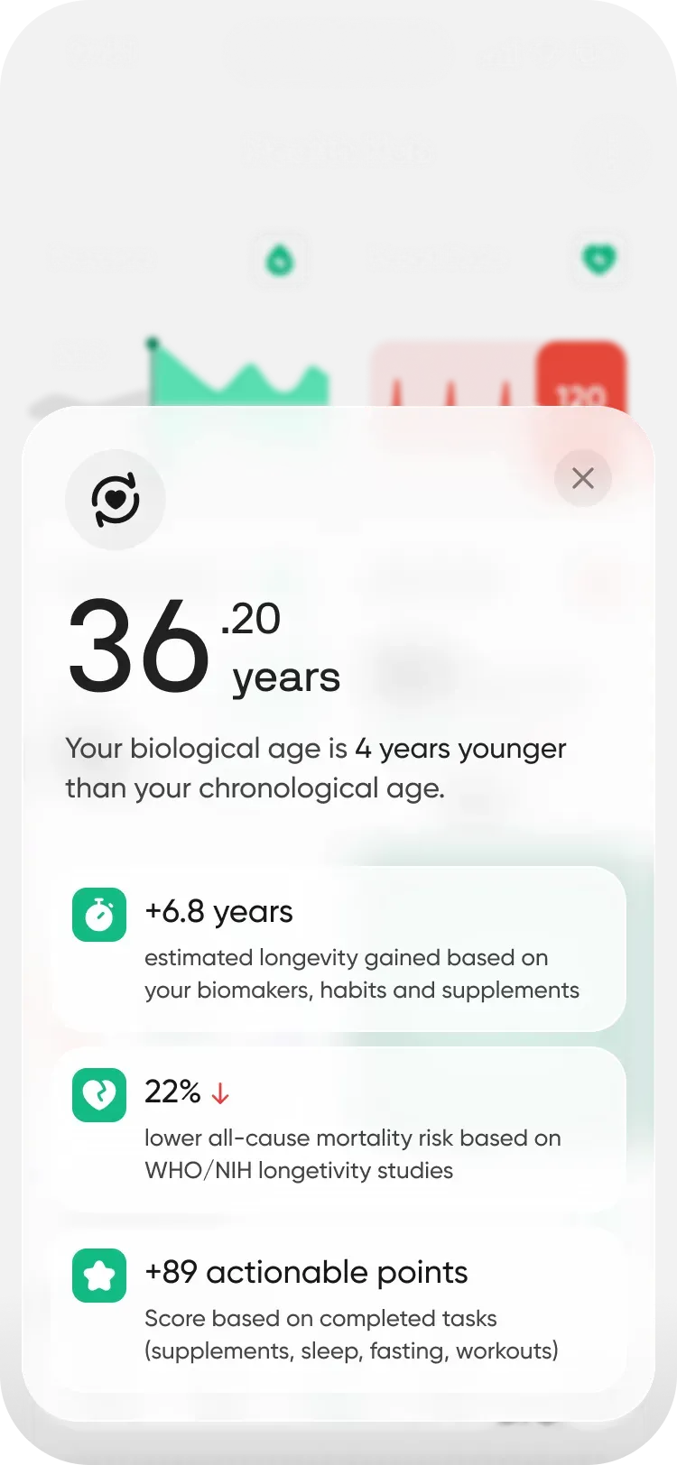 Neura Health Bilogical Age Modal UI