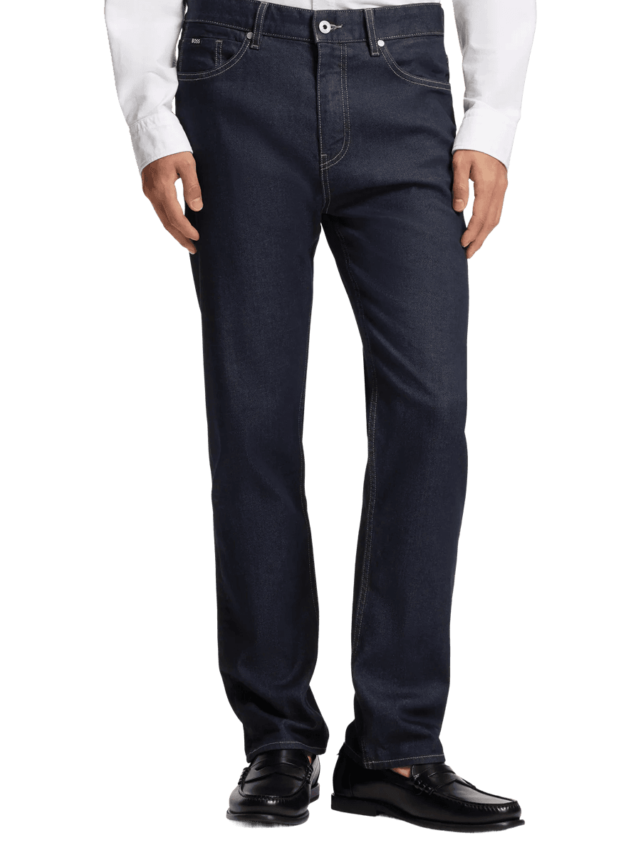 Indigo straight-fit jeans in stretch denim