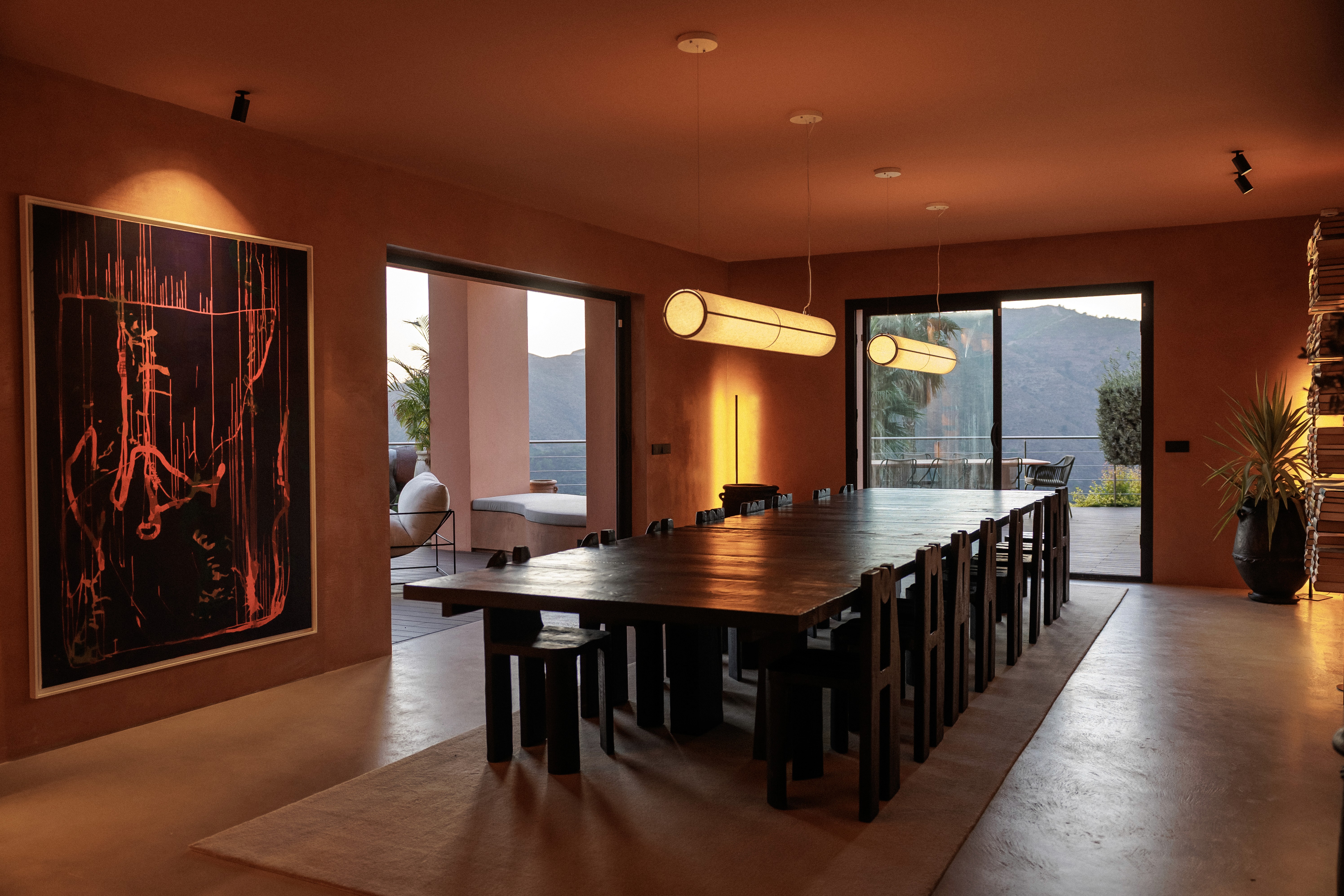 Renovated living room at Casa Náyade, high-end villa transformation in Istán near Marbella