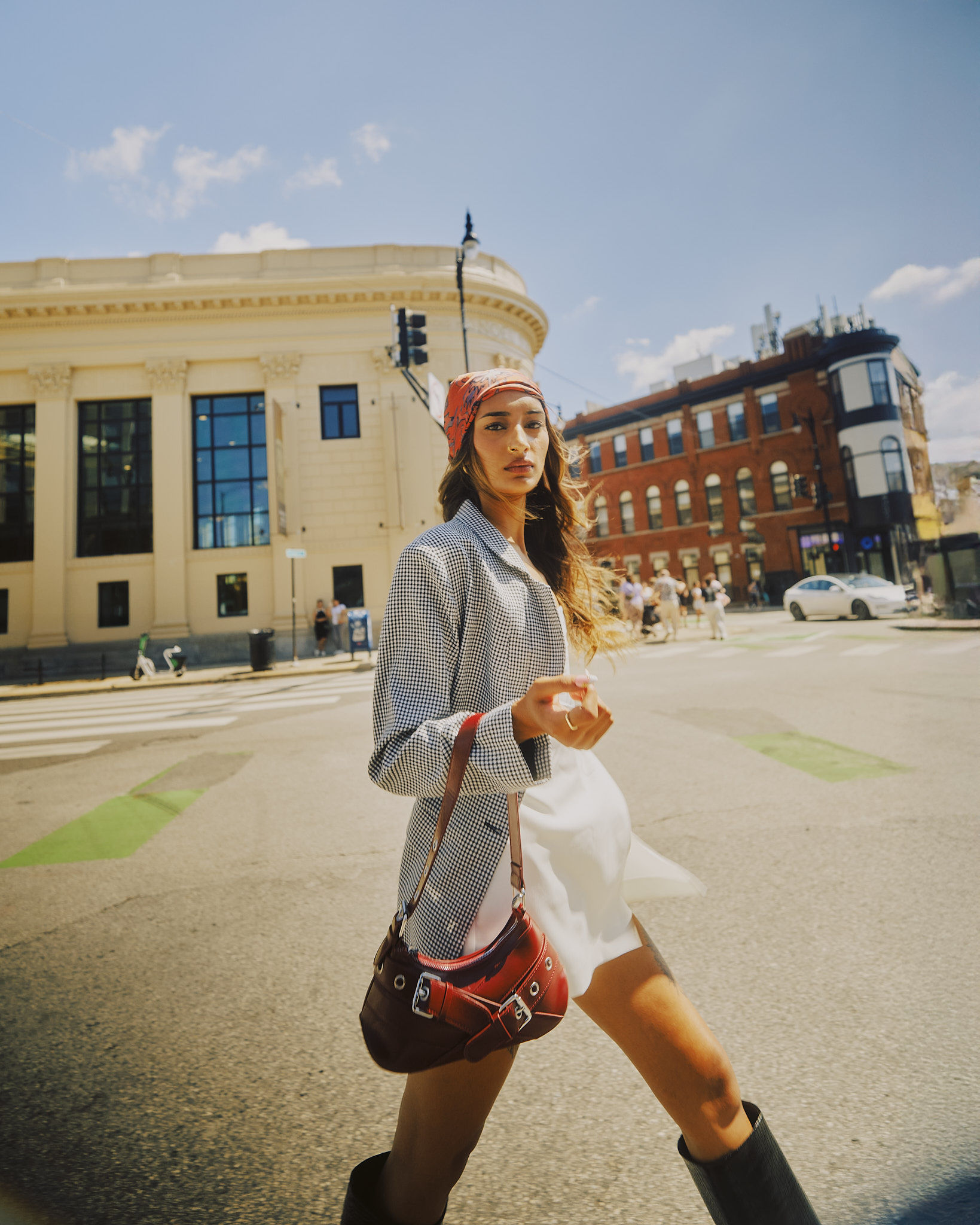 American flag flying against a cloudy sky