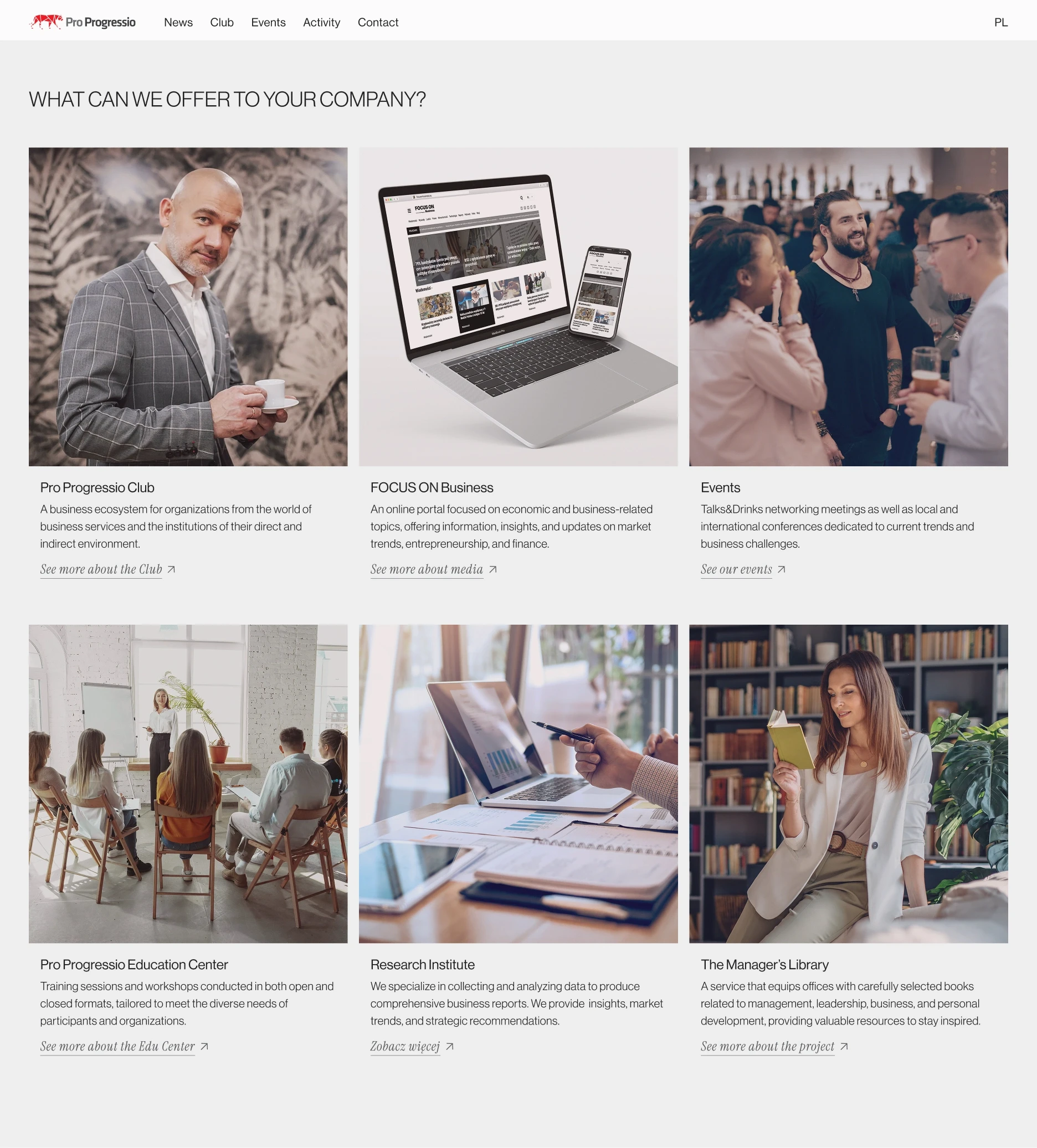 Website with "offer" section