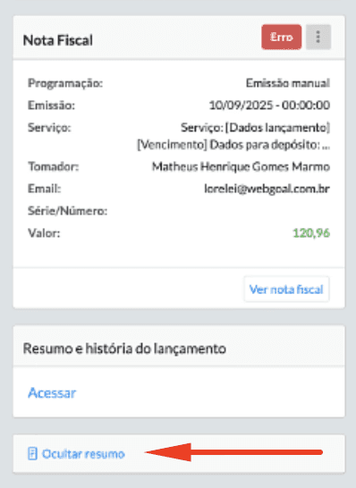 Quando a coluna está visível, o botão de exibir desaparece e a opção de ocultar aparece no final do próprio sidebar.
