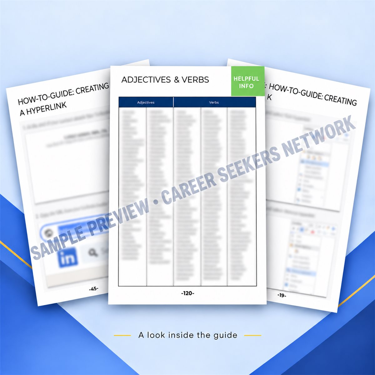 Inside the Resume Guide: action words, formatting tips, examples and hyperlink guidance