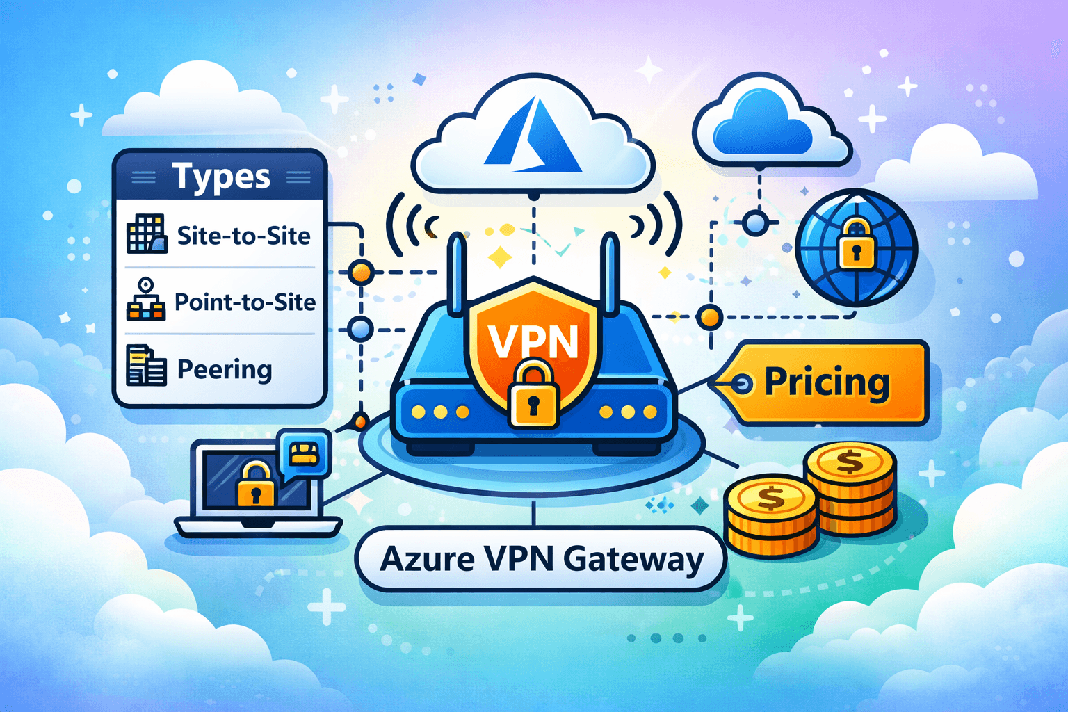 Azure VPN Gateway cost breakdown by performance tier.