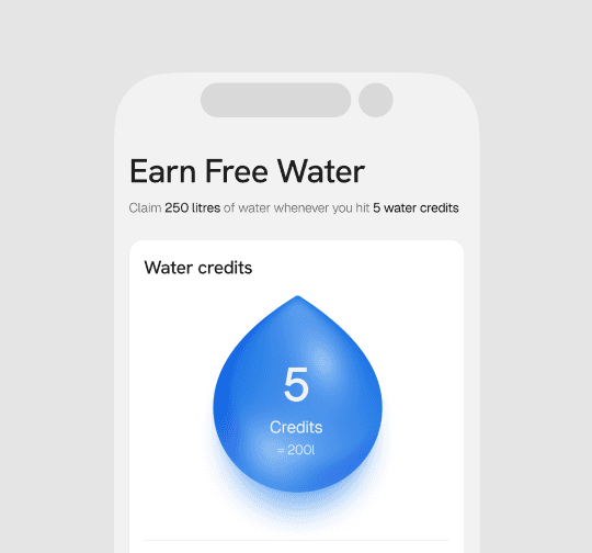 The redemption screen in the Earn Free Water app, where users claim free water delivery using credits they've earned.