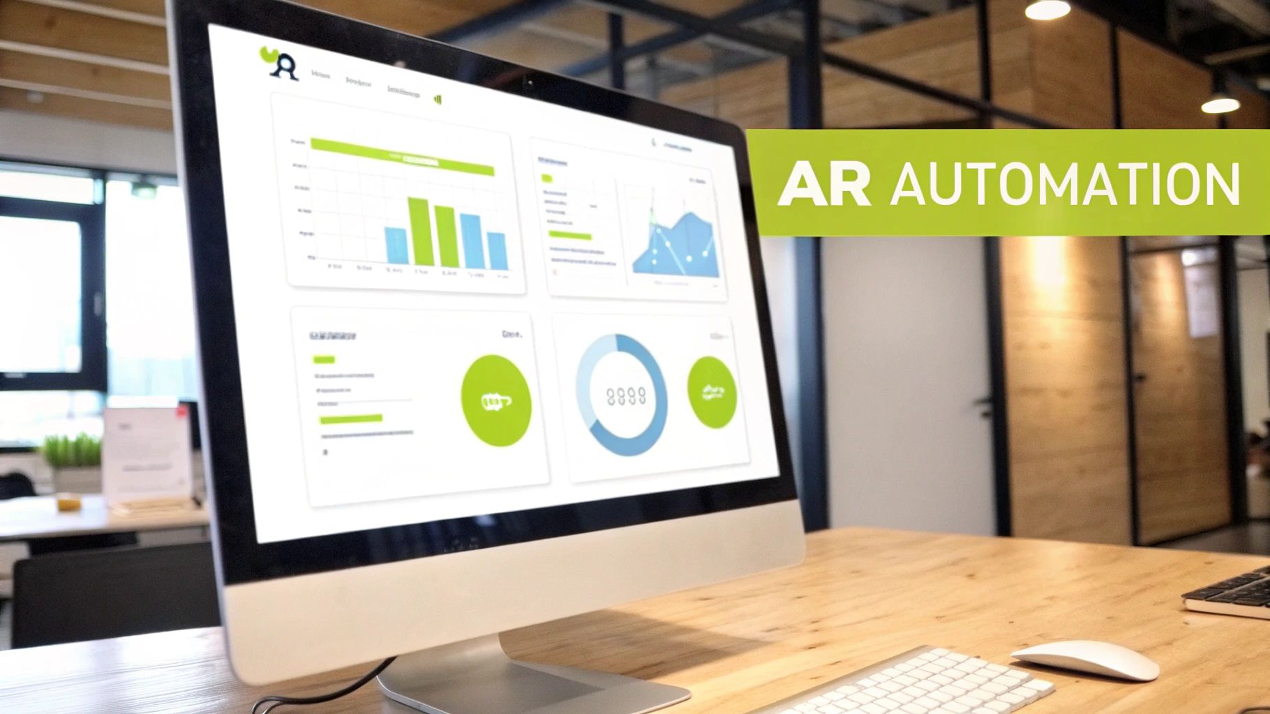A cinematic image of a modern, clean dashboard displaying real-time DSO and AR turnover ratios.