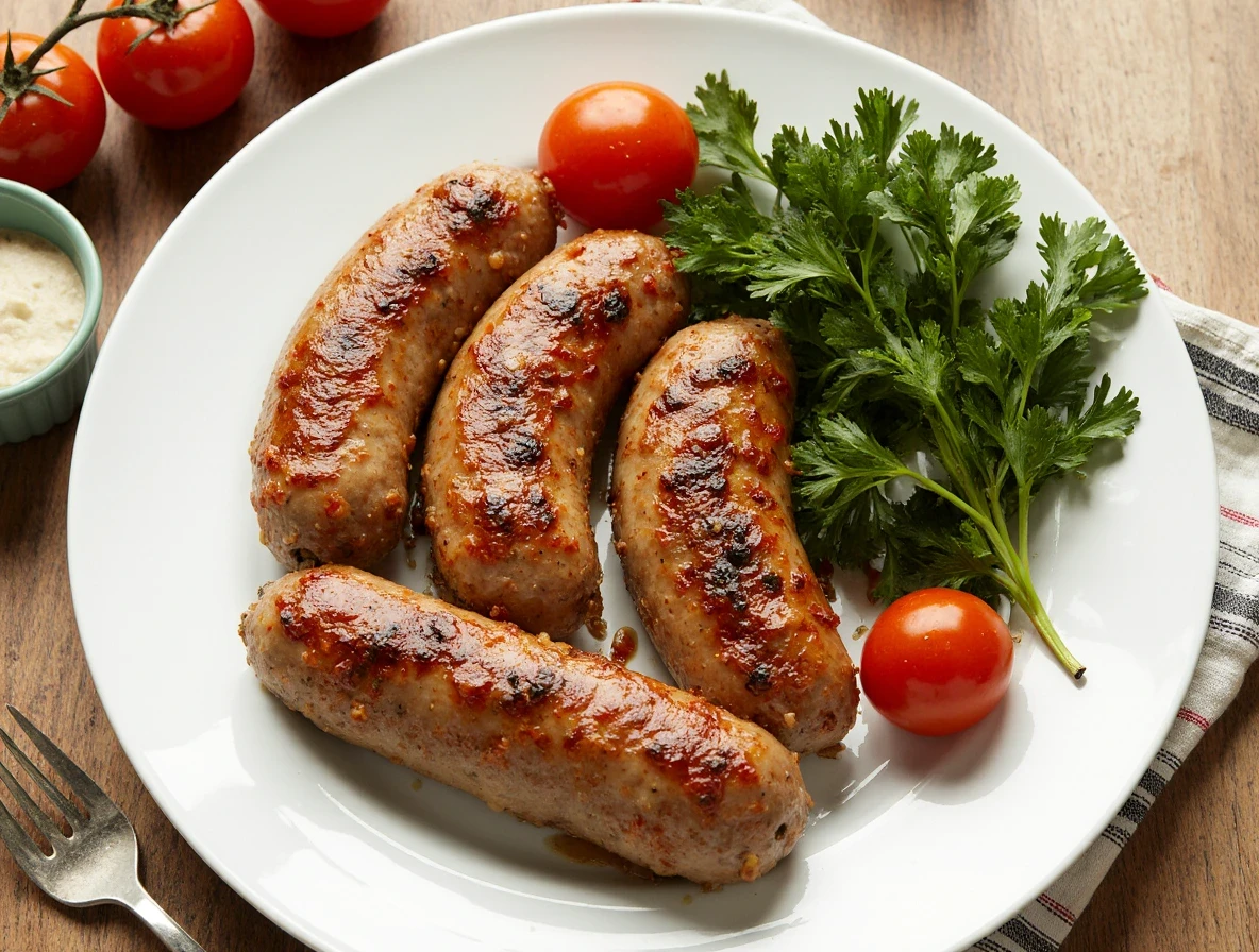 Parówki na talerzu.