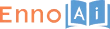 Logo EnnoAI avec un livre ouvert stylisé orange et bleu clair.