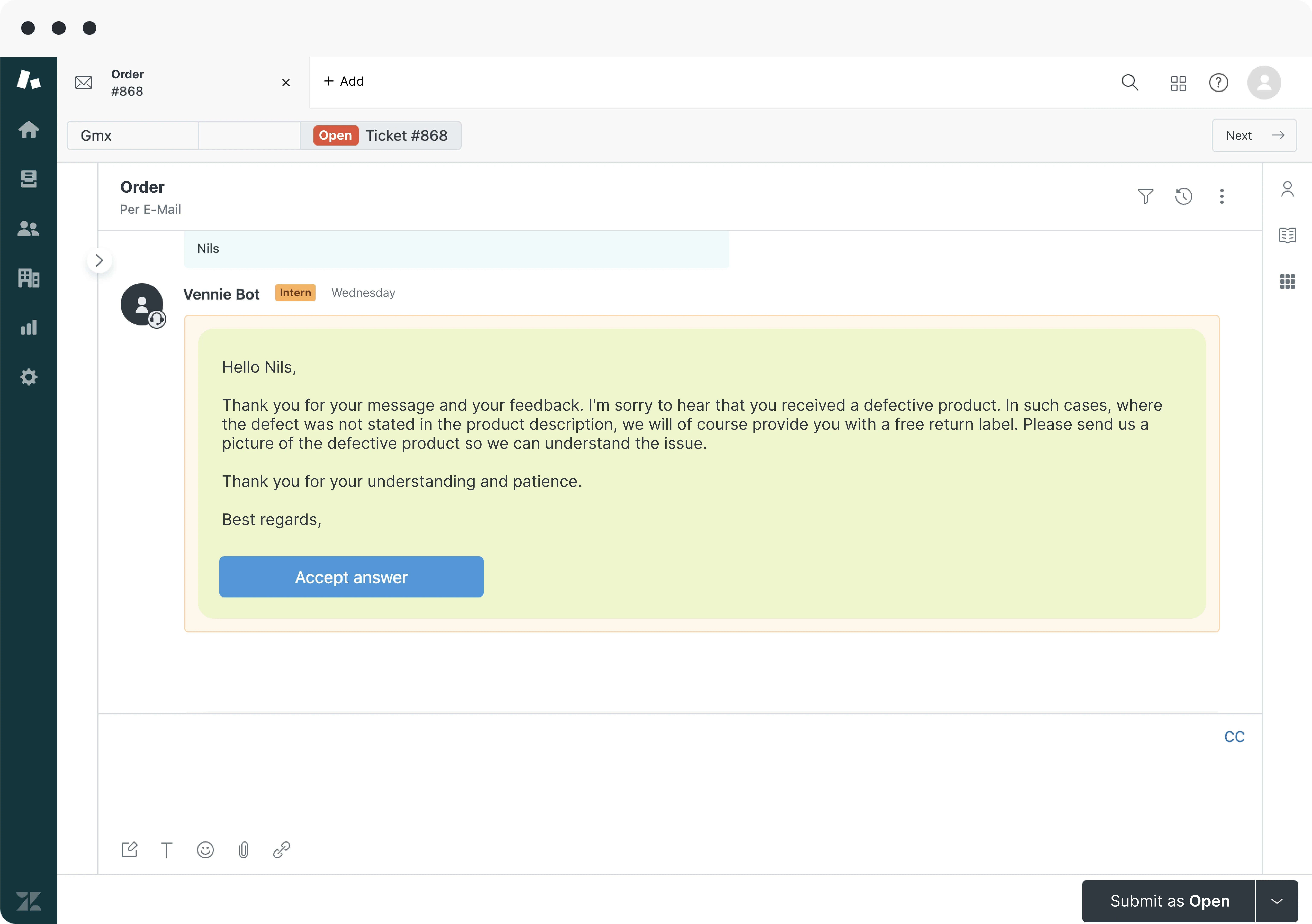 Example Chat AI Chatbot for eCommerce