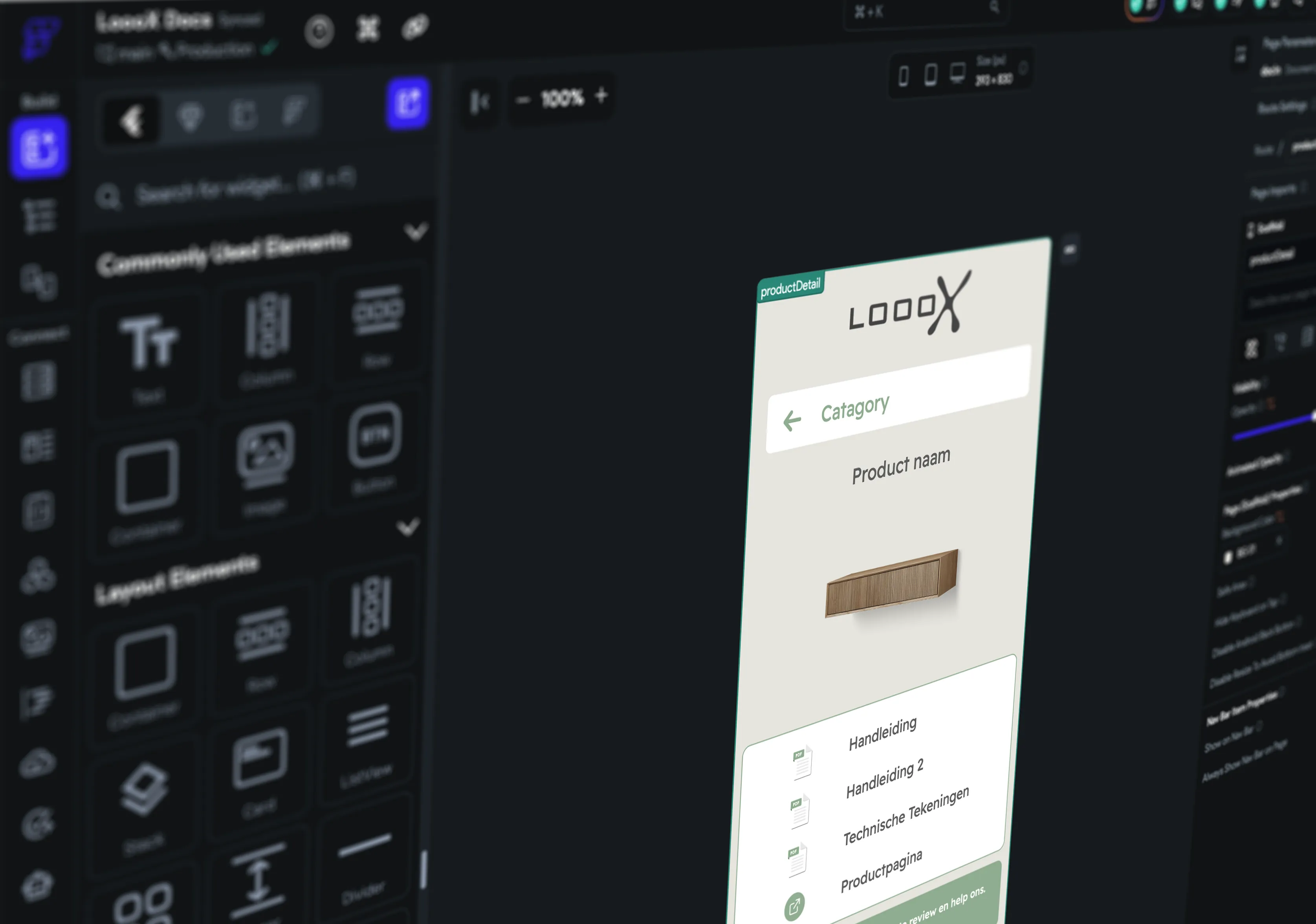 Overzicht met producthandleidingen in de LoooX-webapp