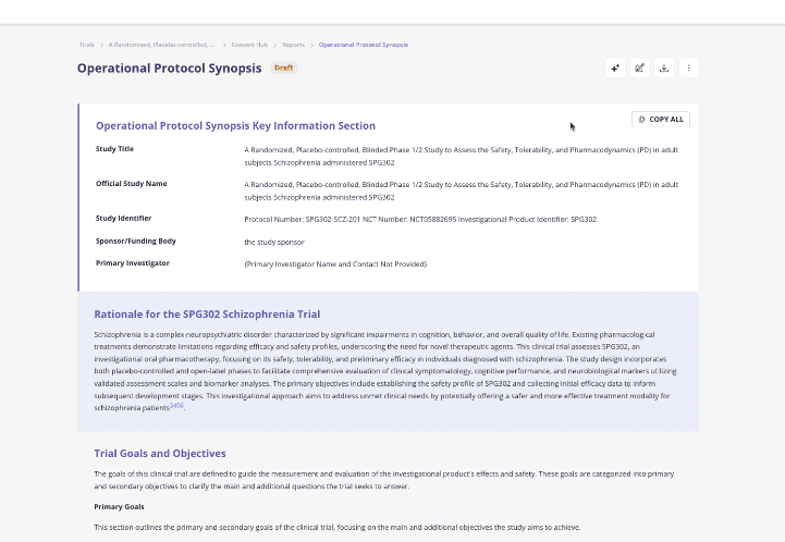 Preview of the Operational Protocol Synopsis